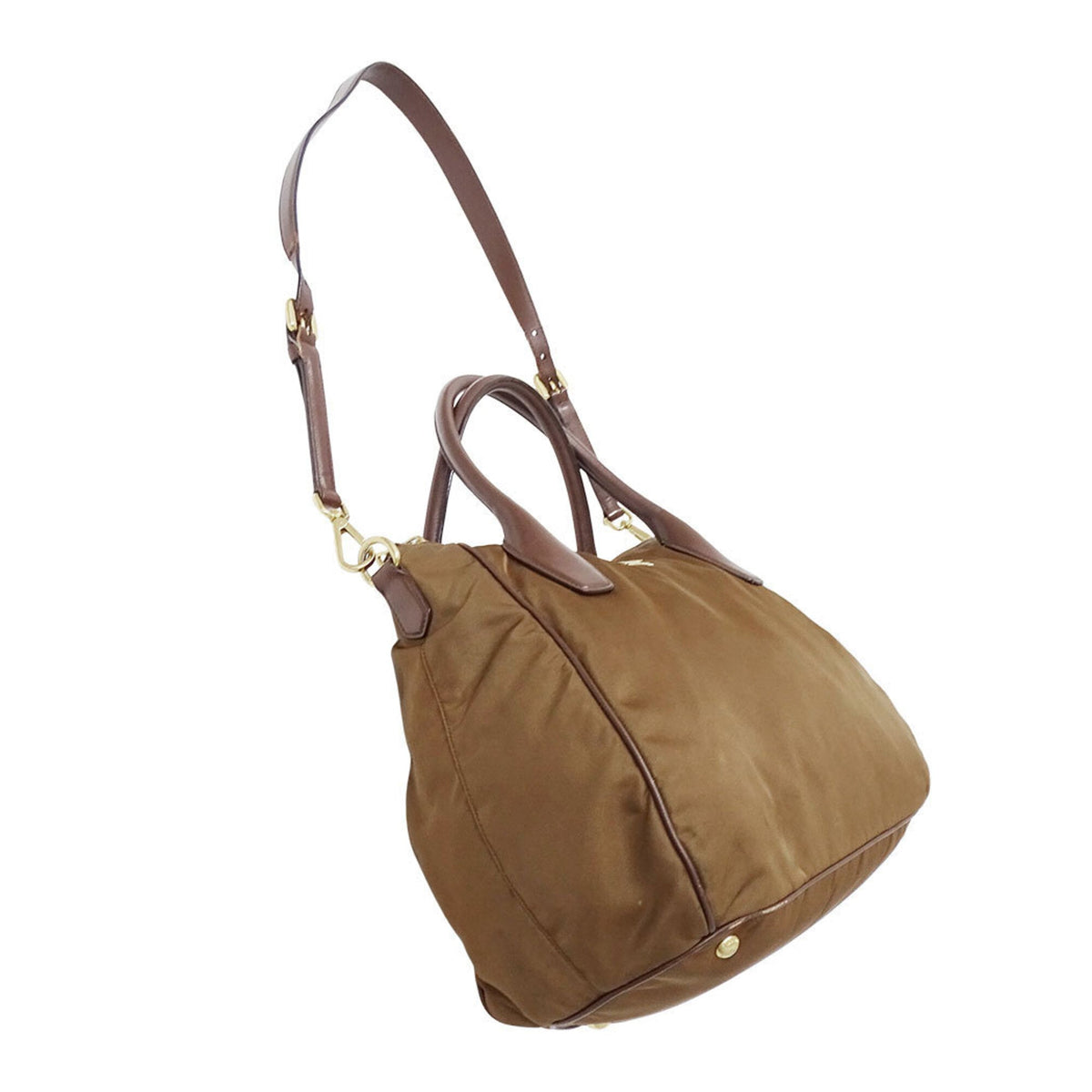 Prada Brown Nylon Handbag Shoulder Bag (Pre-Owned)