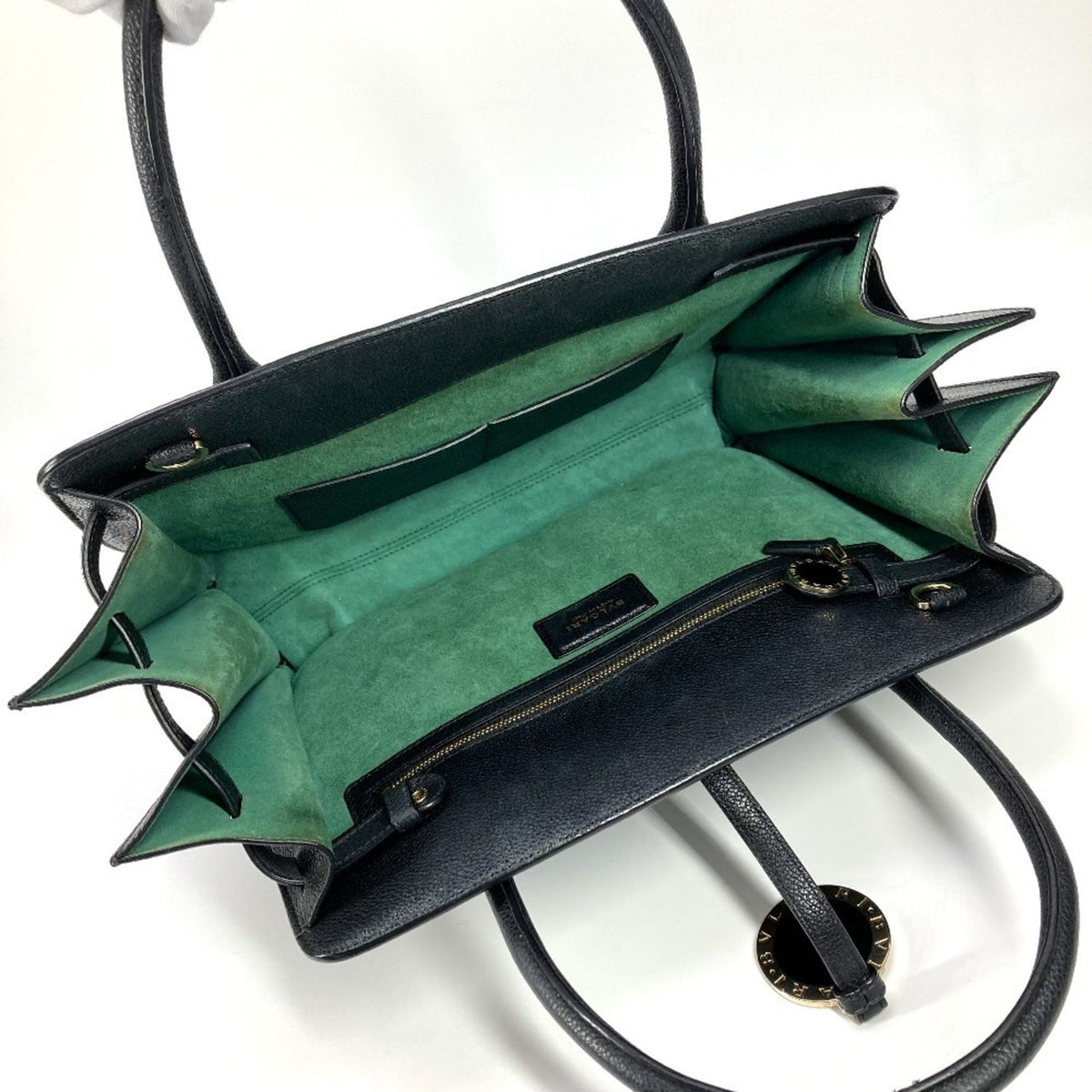 Bvlgari Black Leather Shoulder Bag Tote Bag (Pre-Owned)