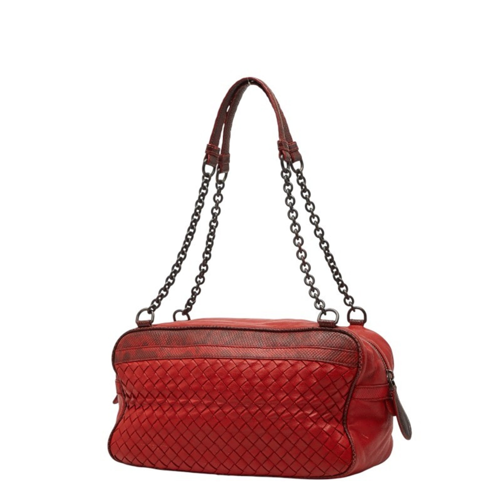 Bottega Veneta Red Color Leather Handbag Shoulder Bag (Pre-Owned)