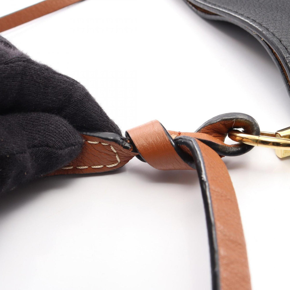 Loewe Black Brown Raffia Leather Handbag Shoulder Bag (Pre-Owned)