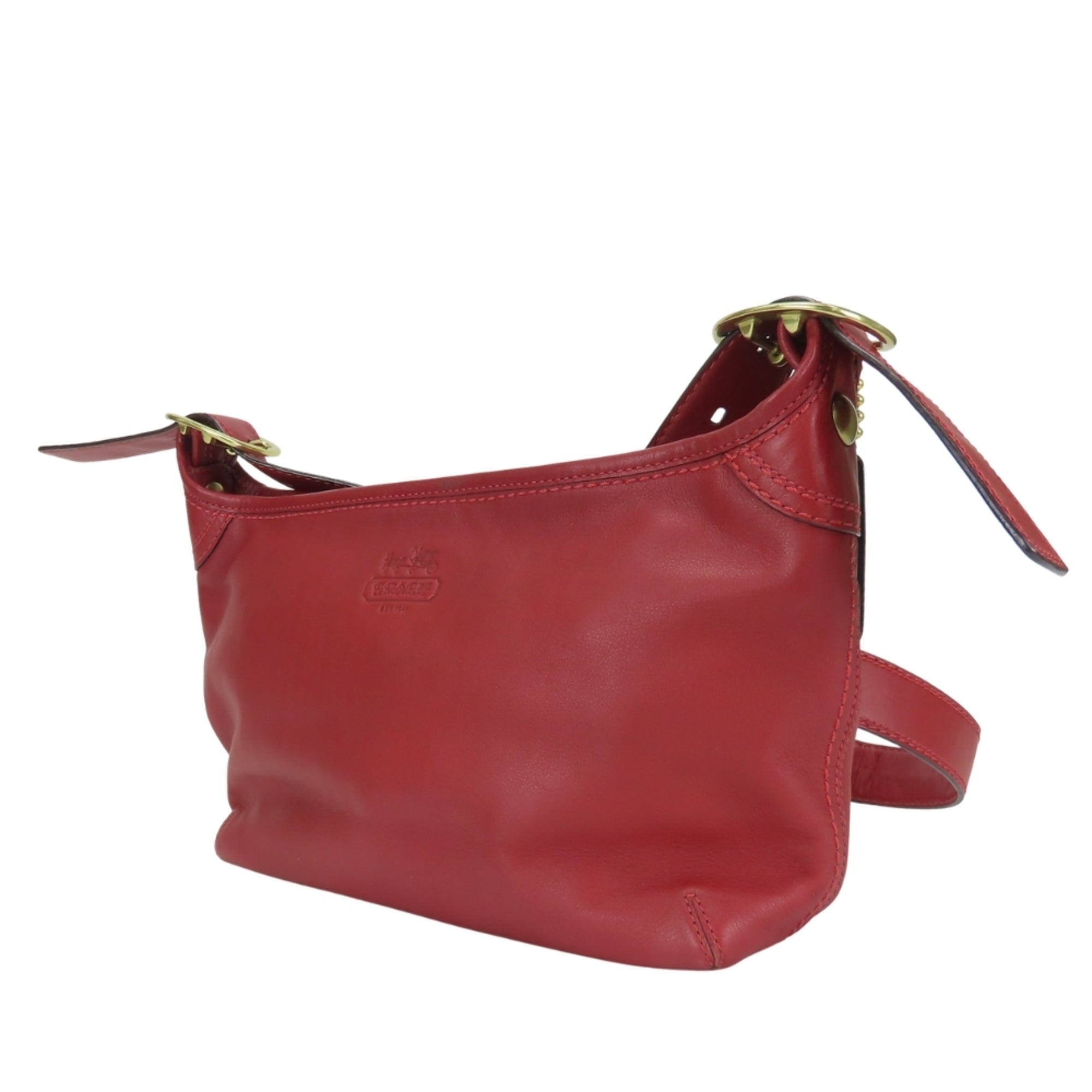 Coach Red Color Leather Shoulder Bag (Pre-Owned)