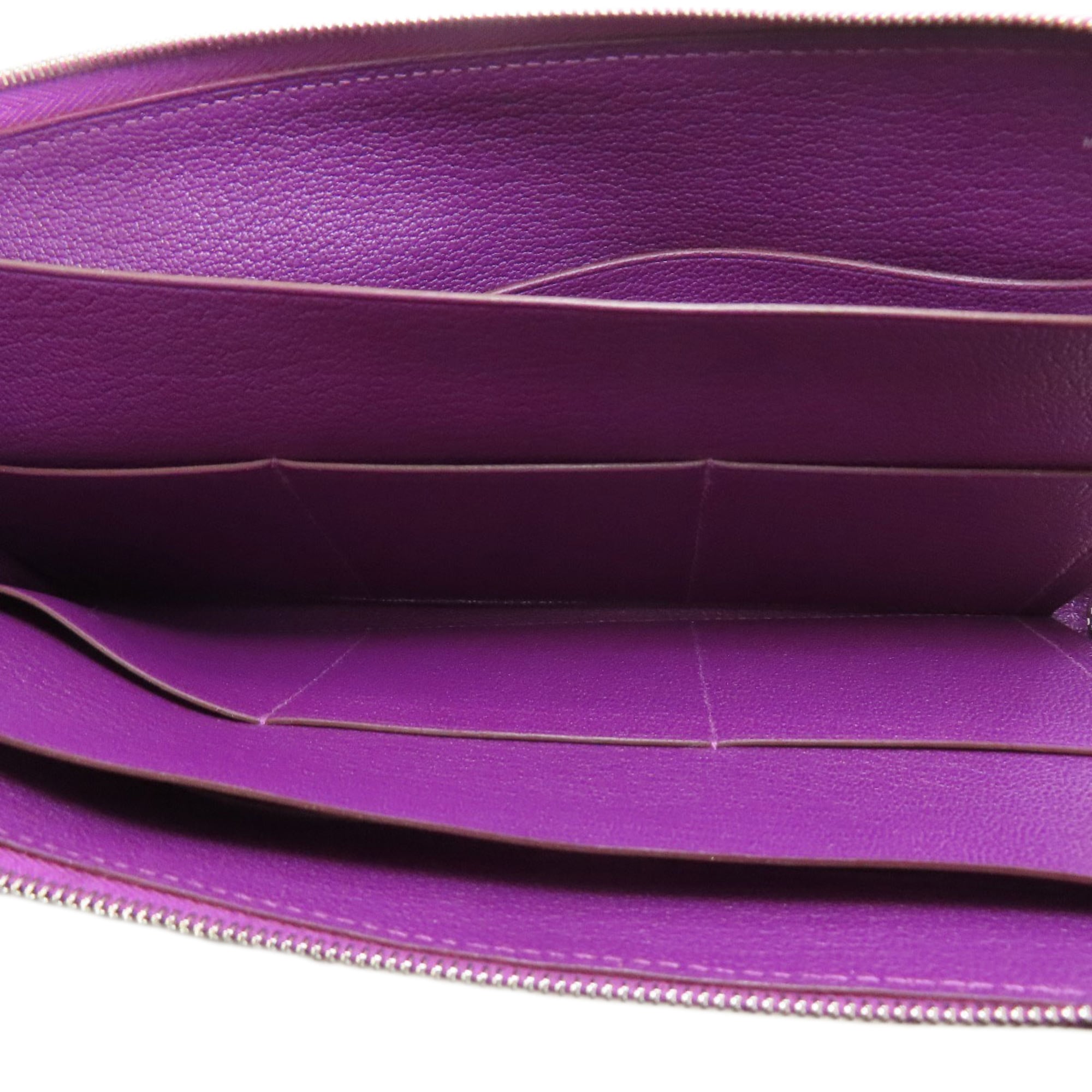 Hermes Purple Togo Leather Long Wallet (Bi-Fold) (Pre-Owned)