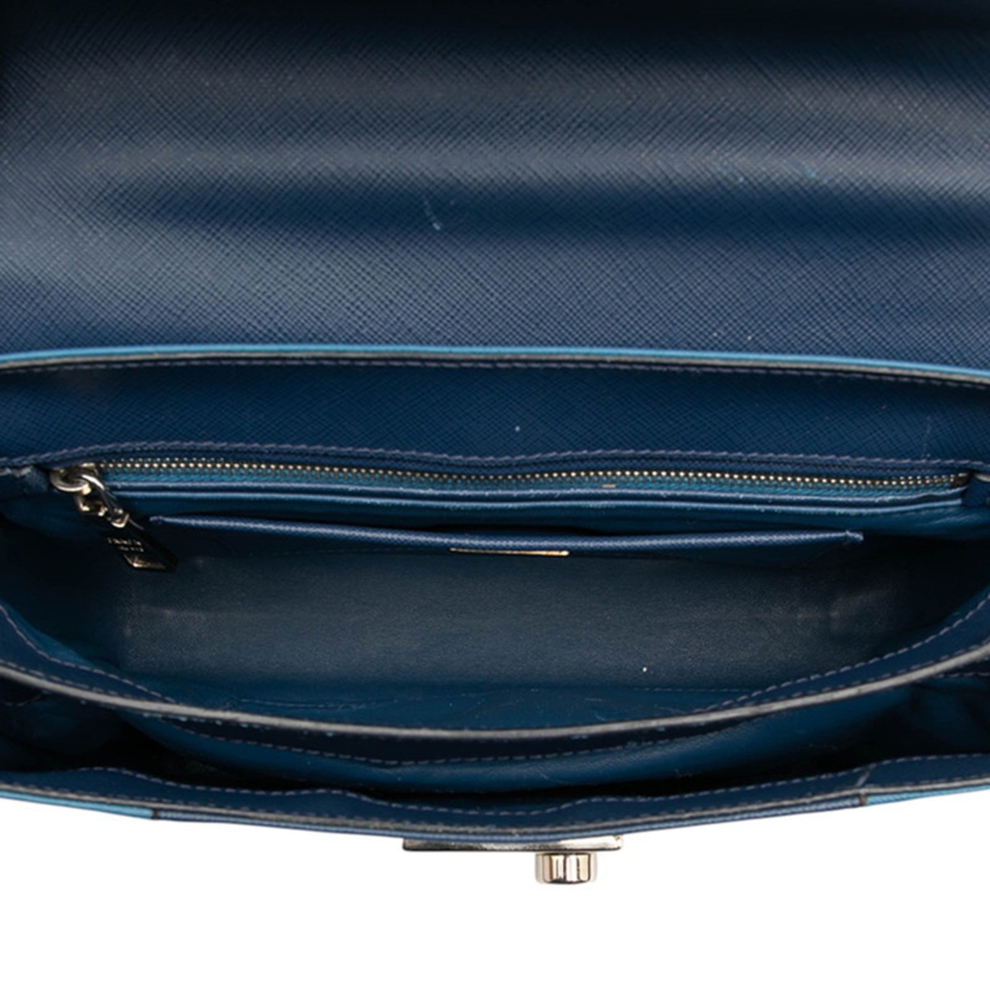 Prada Blue Leather Handbag Shoulder Bag (Pre-Owned)