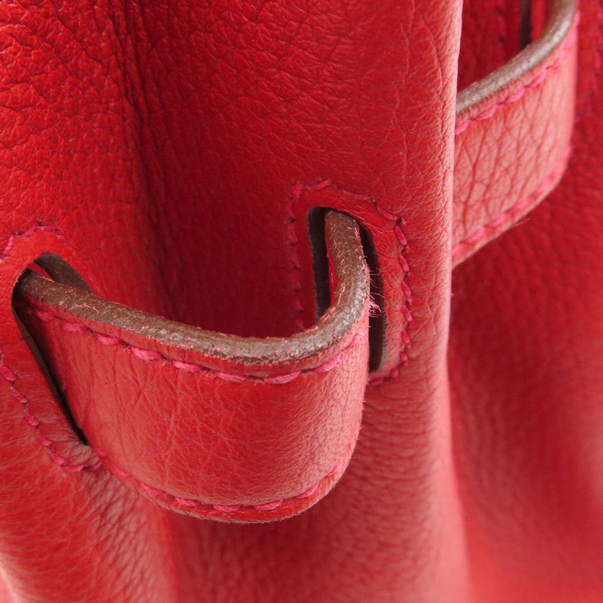 Hermes Red Color Taurillon Clemence Leather Handbag (Pre-Owned)