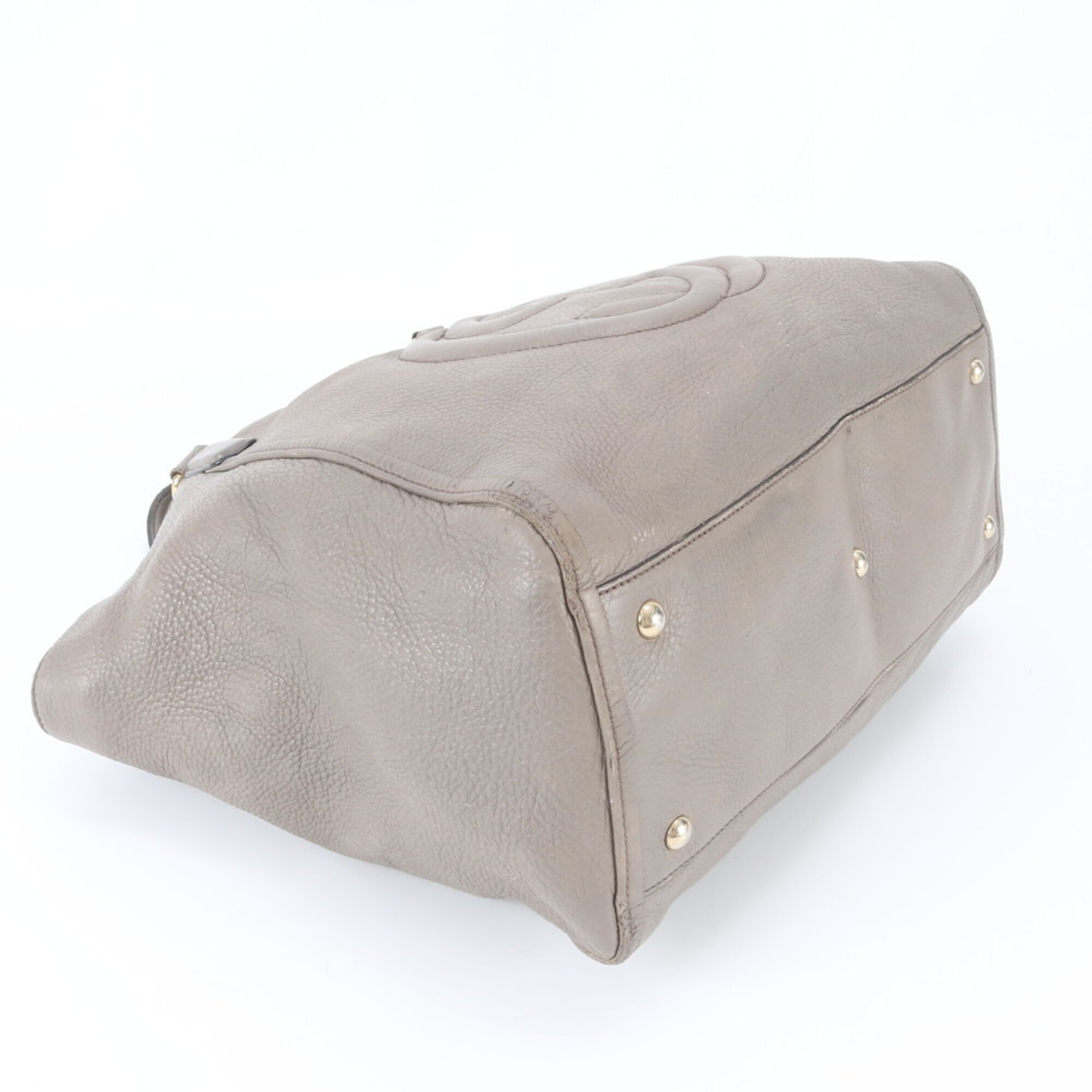 Gucci Soho Gray Beige Leather Handbag (Pre-Owned)