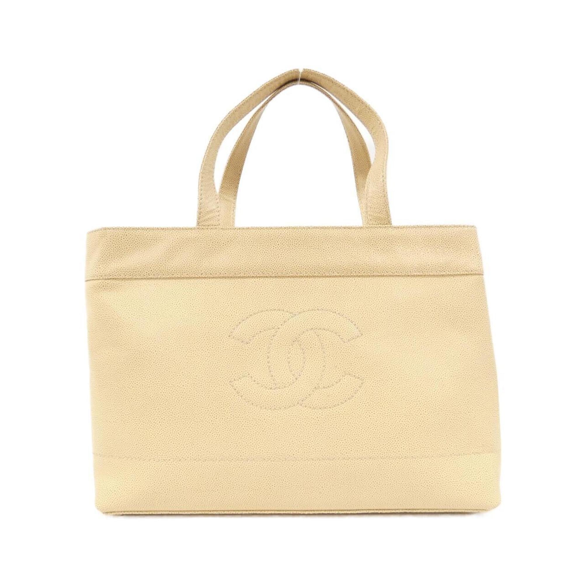 Chanel Beige Caviar Leather Handbag (Pre-Owned)