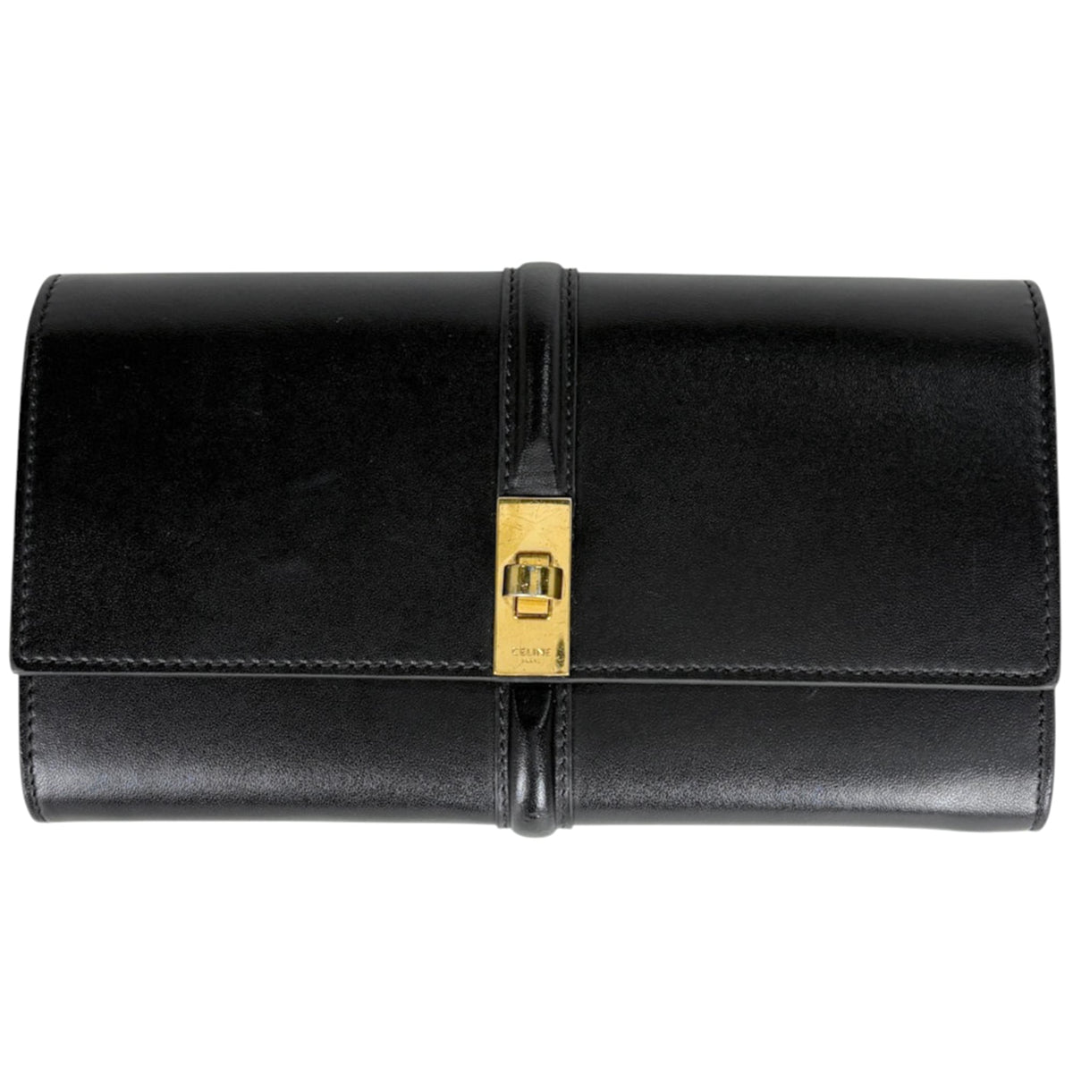Celine Black Leather Long Wallet (Bi-Fold) (Pre-Owned)