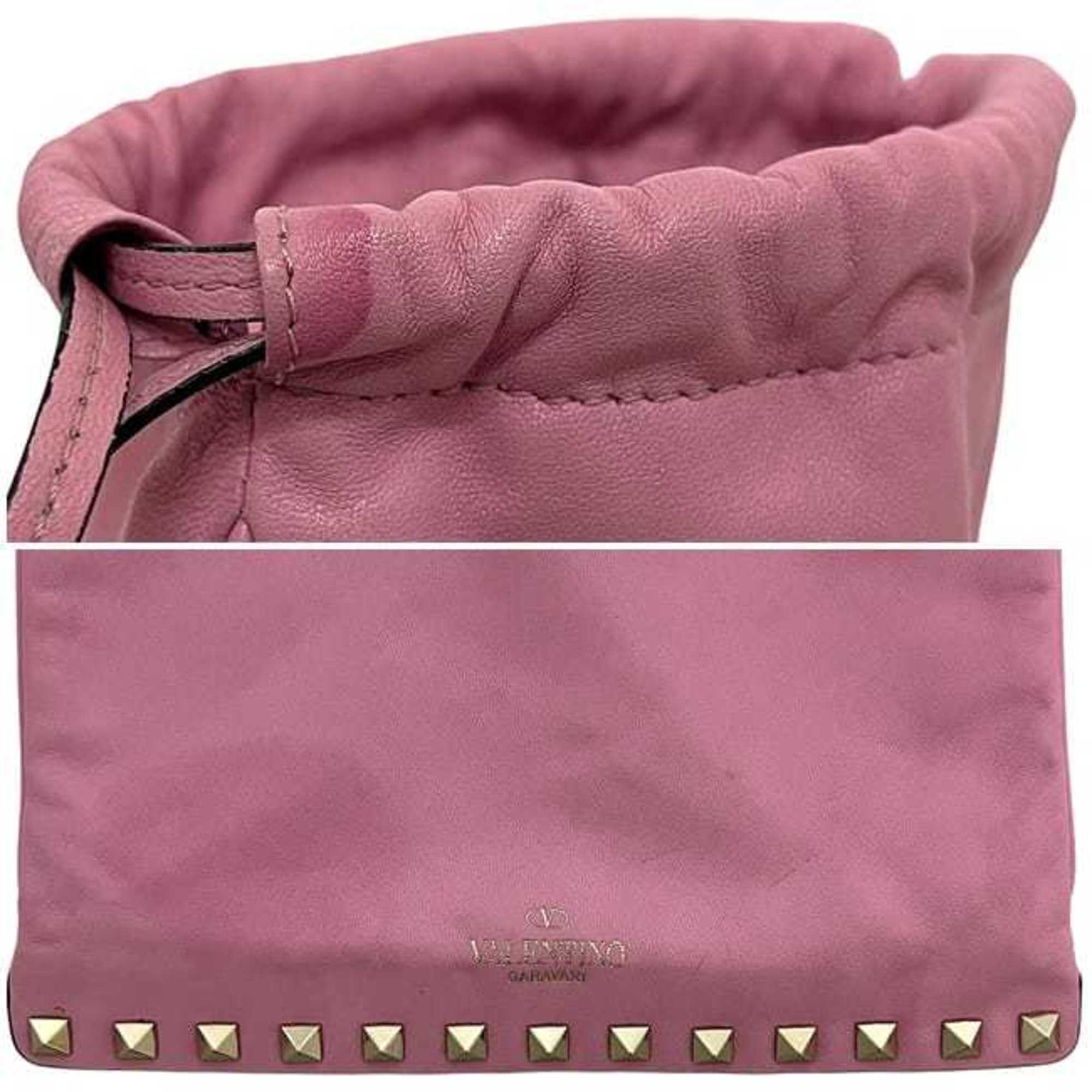 Valentino Garavani Pink Leather Clutch Bag Pouch (Pre-Owned)