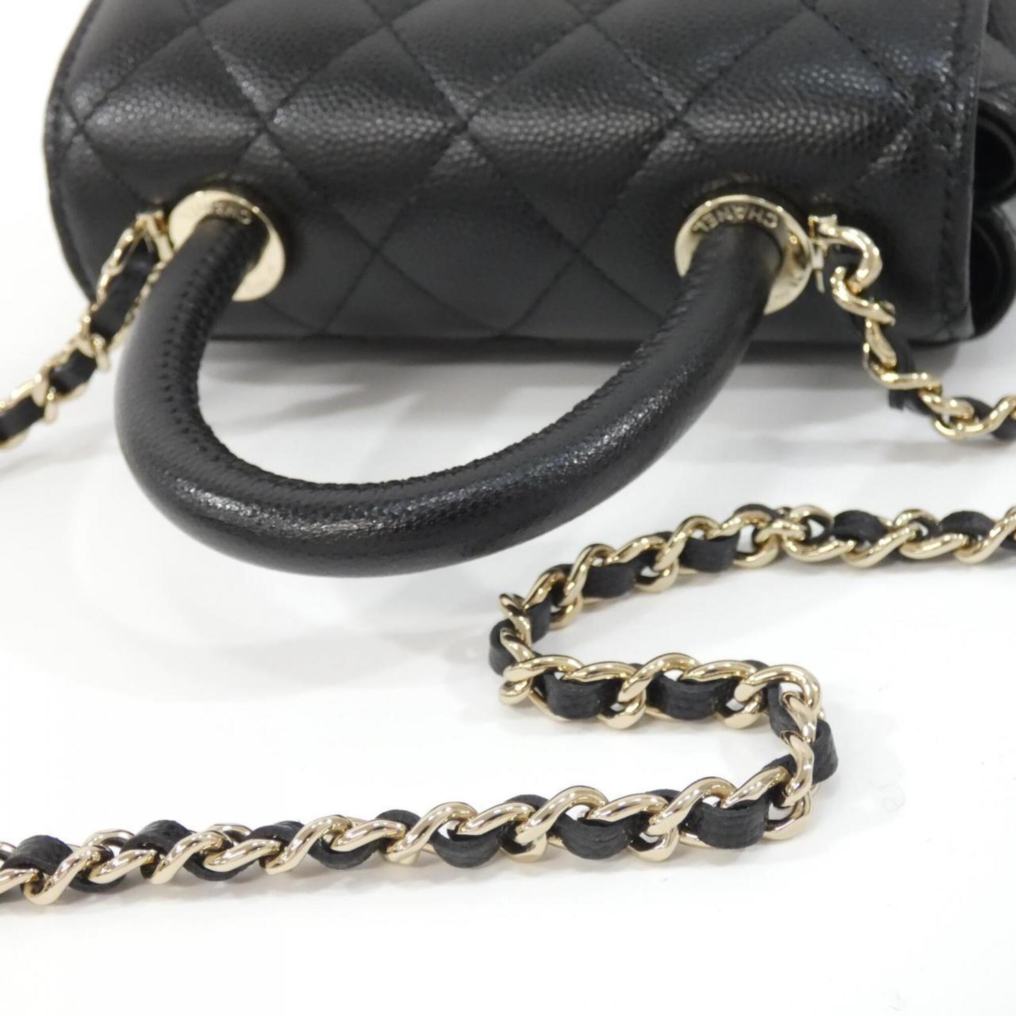 Chanel Black Grained Calfskin Handbag Shoulder Bag (Pre-Owned)
