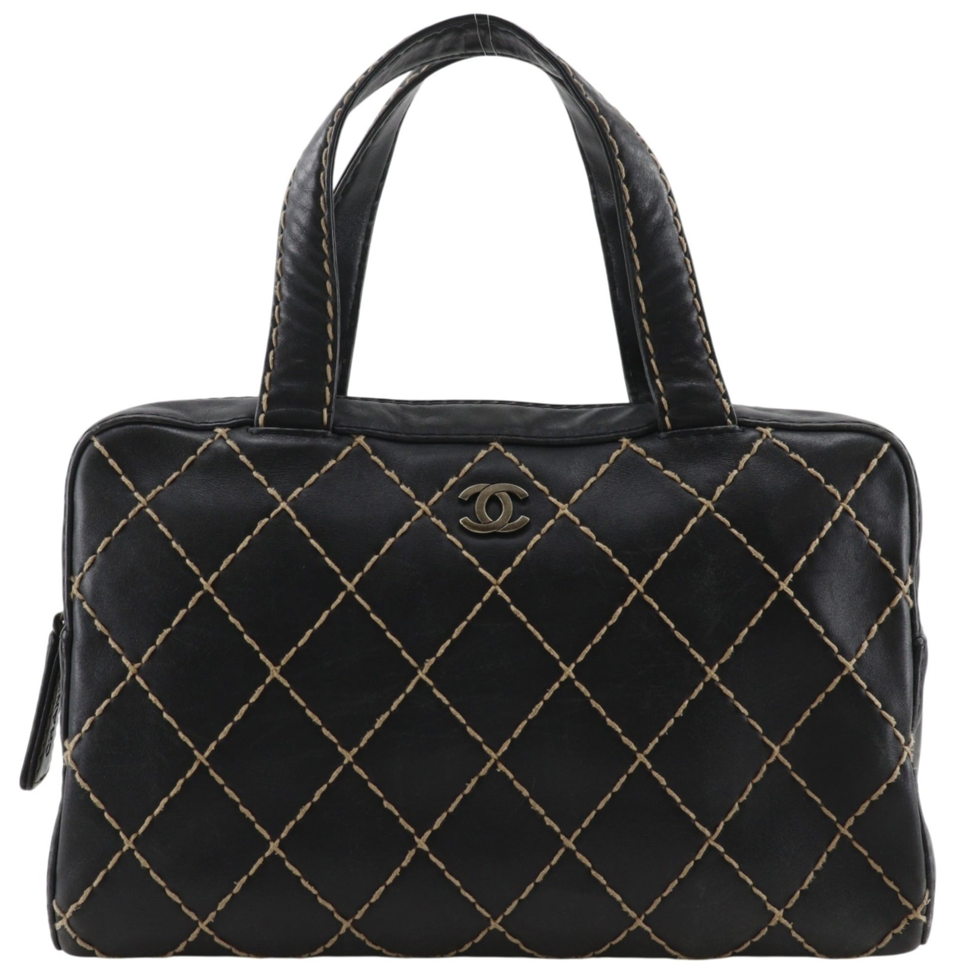 Chanel Wild Stitch Black Leather Handbag (Pre-Owned)