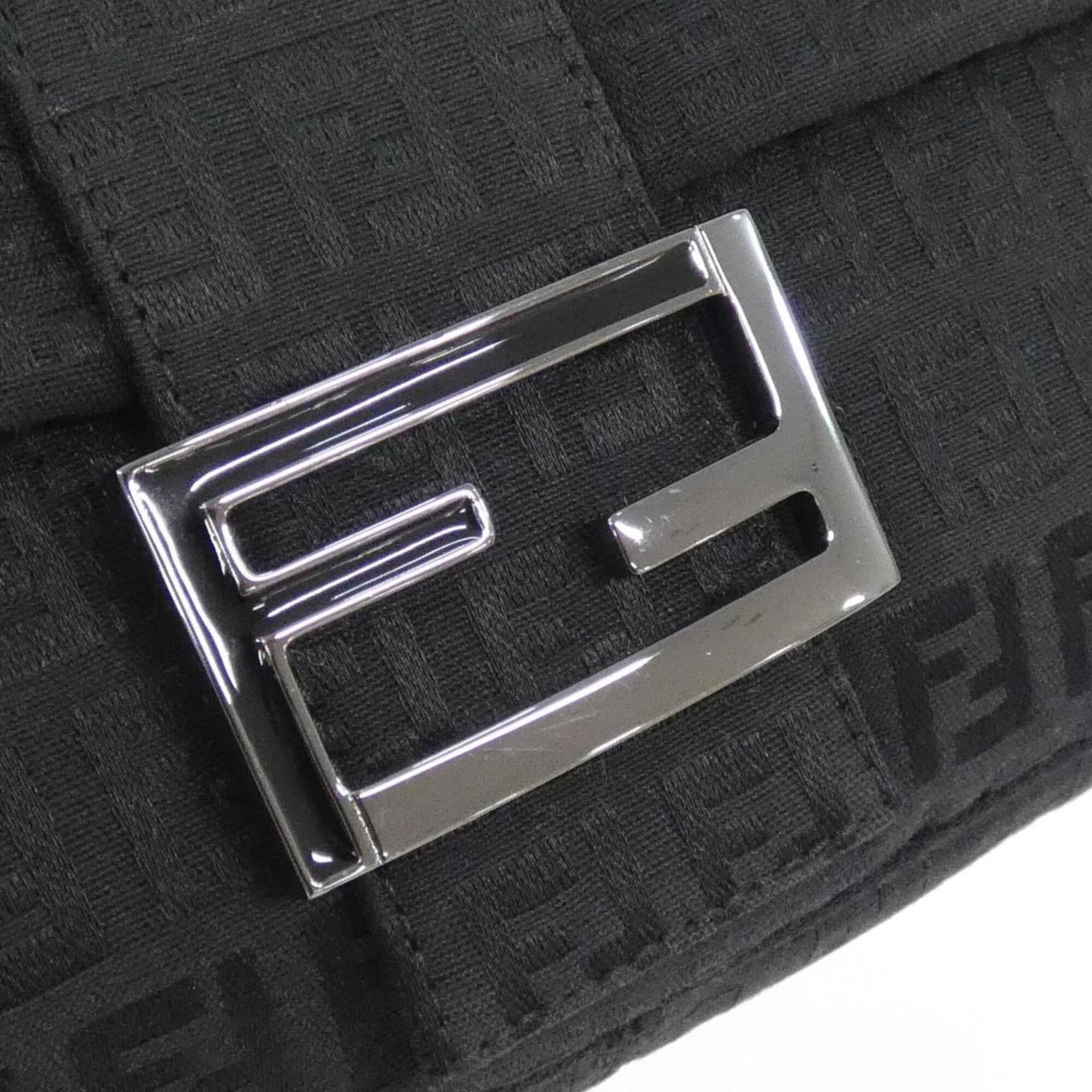 Fendi Baguette Black Canvas Shoulder Bag (Pre-Owned)