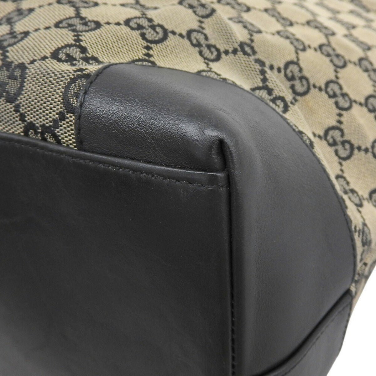 Gucci Gray Navy Gg Canvas Leather Handbag (Pre-Owned)