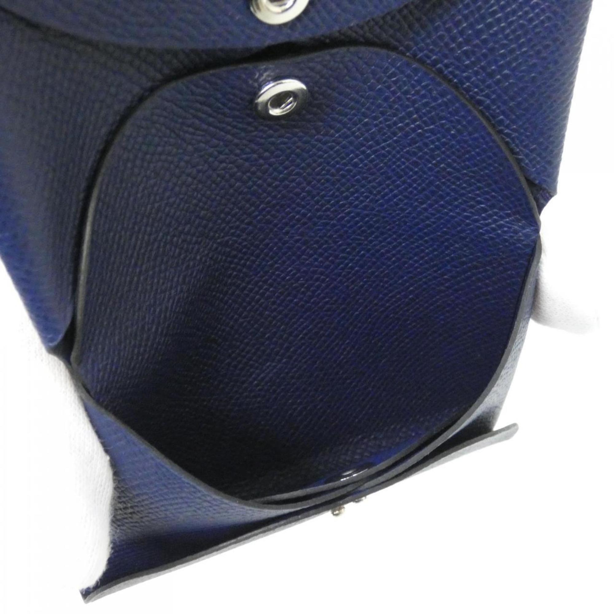 Hermes Blue Navy Epsom Leather Coin Purse/Coin Case (Pre-Owned)