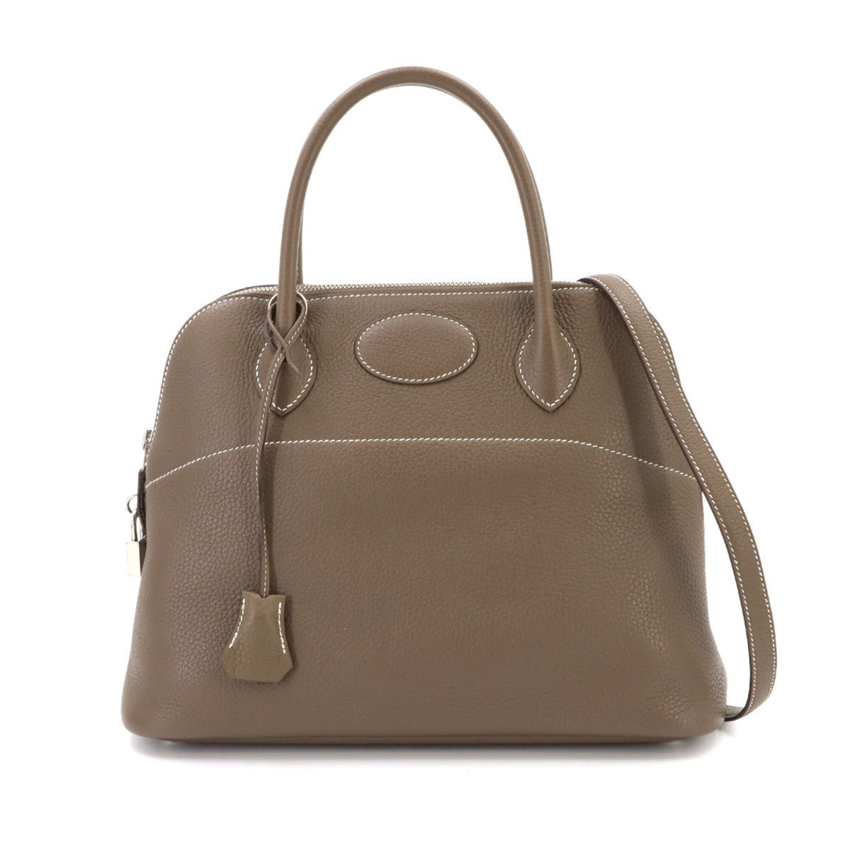 Hermes Etoupe Gray Taurillon Clemence Leather Handbag (Pre-Owned)