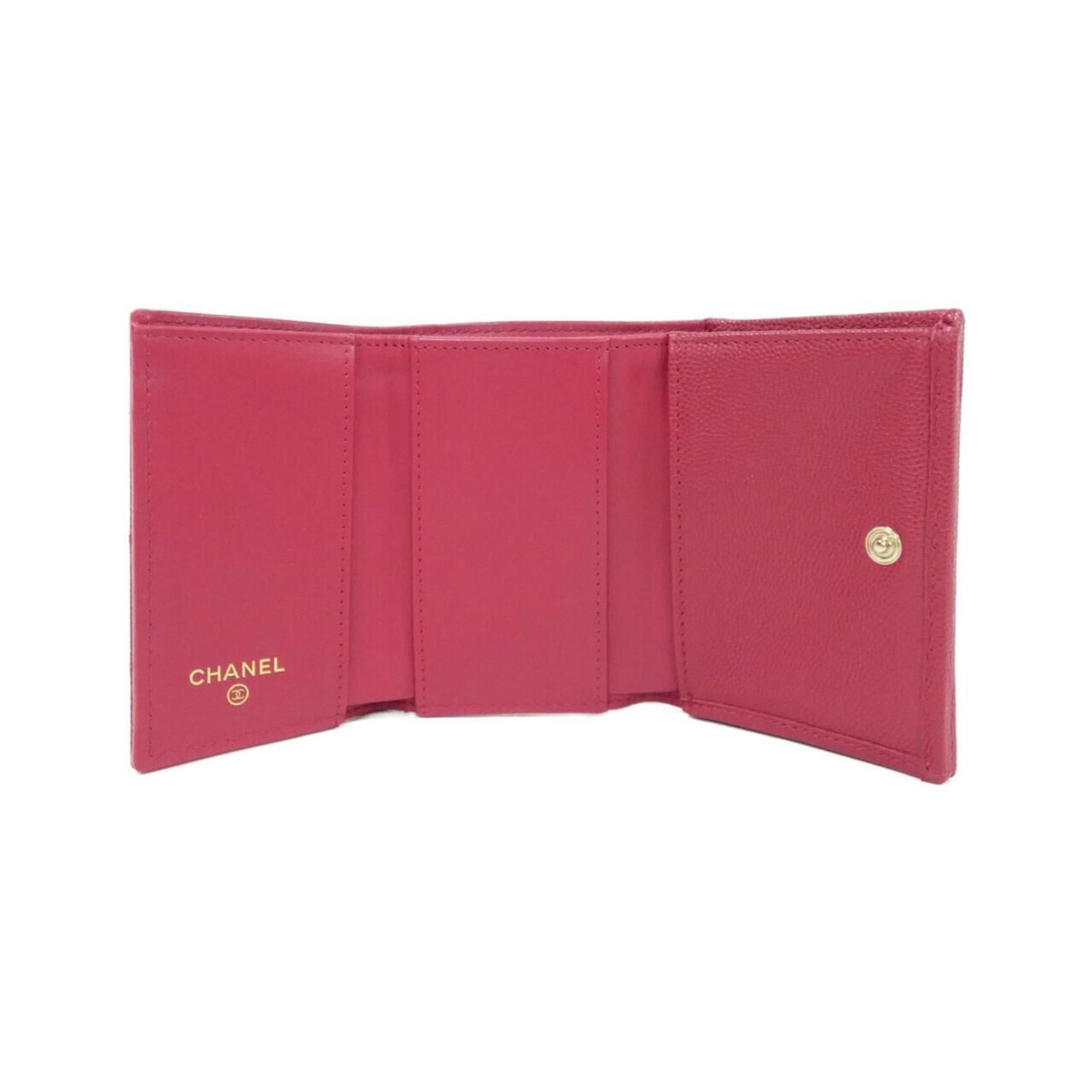 Chanel Pink Grained Calfskin Wallet (Bi-Fold) (Pre-Owned)