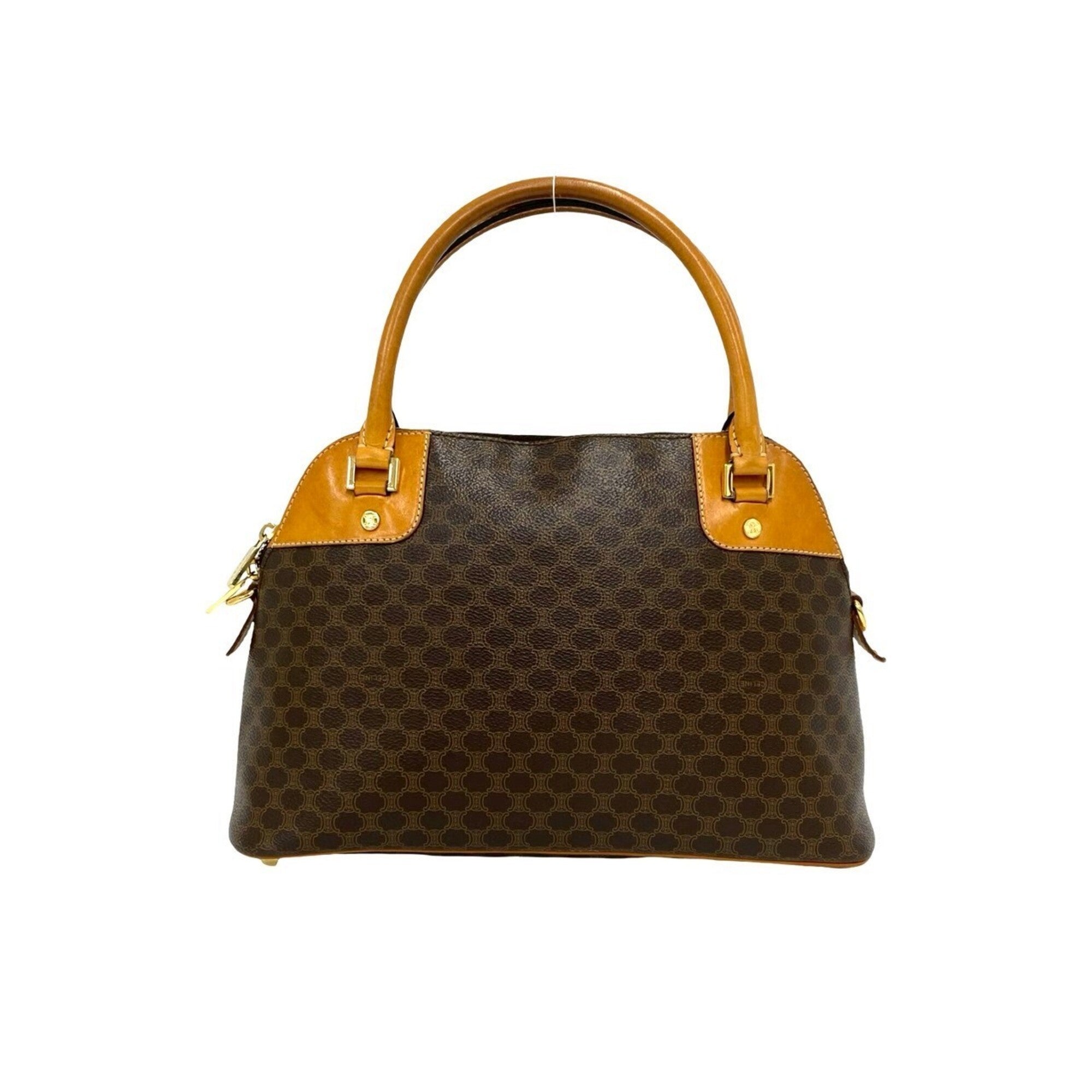 Celine Brown Leather Pvc Boston Bag Handbag (Pre-Owned)
