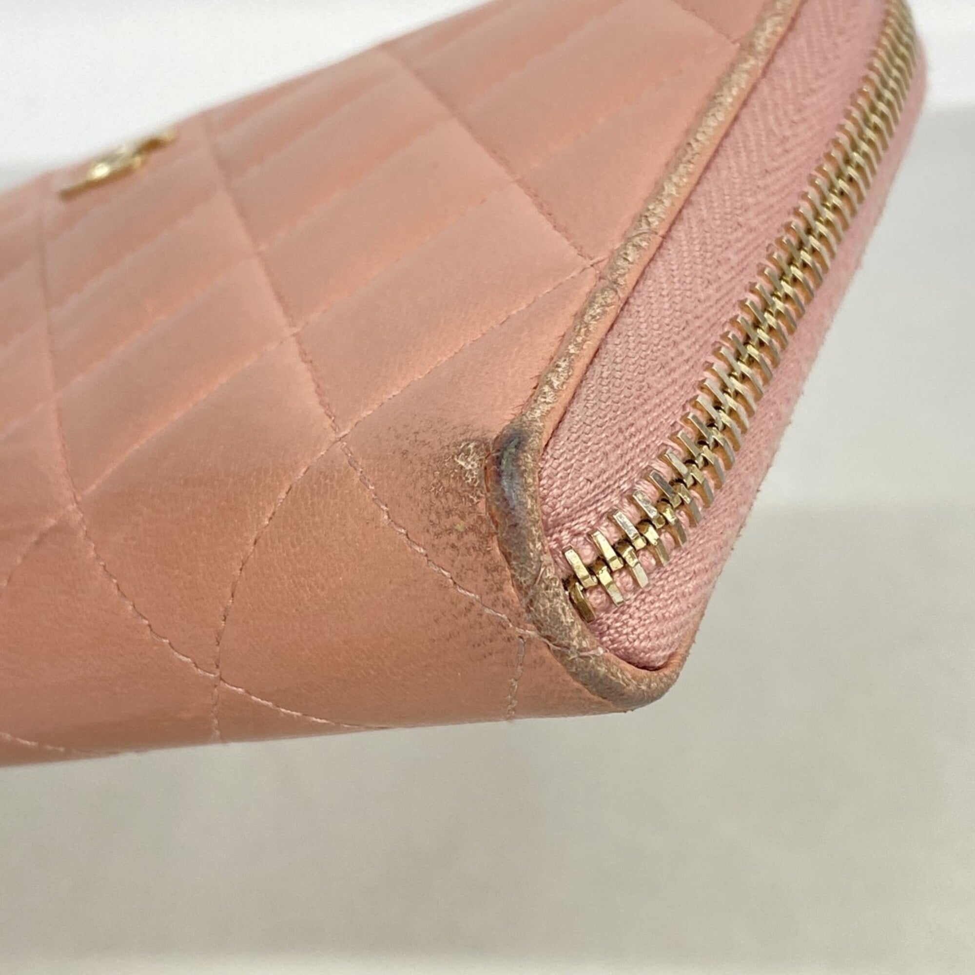 Chanel Pink Leather Long Wallet (Bi-Fold) (Pre-Owned)