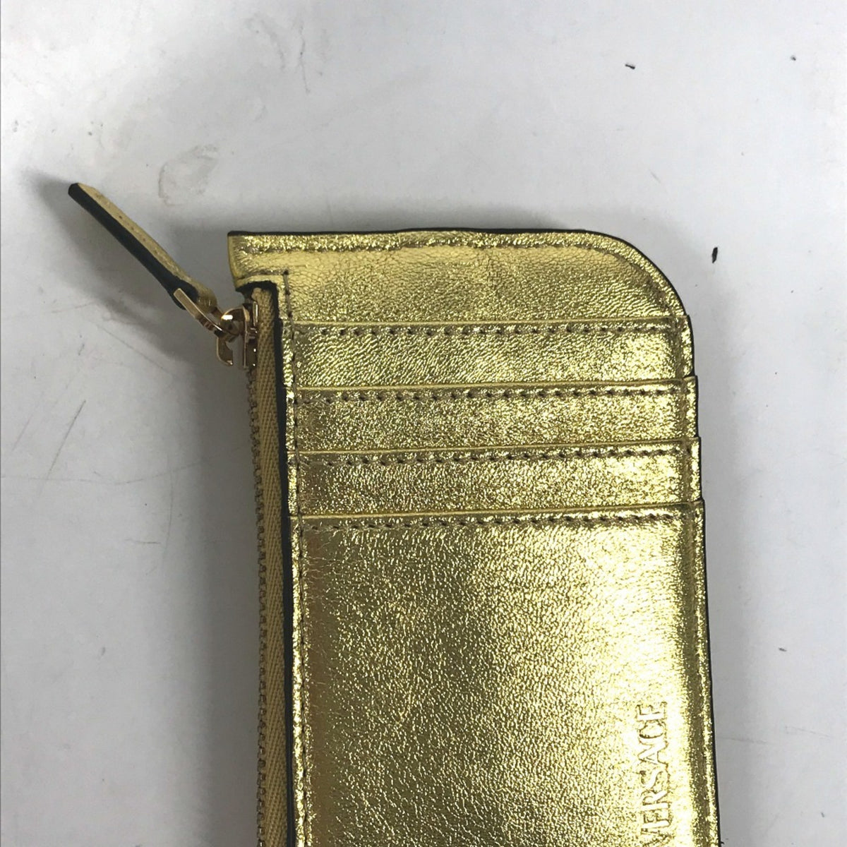 Versace Gold Leather Coin Purse/Coin Case (Pre-Owned)