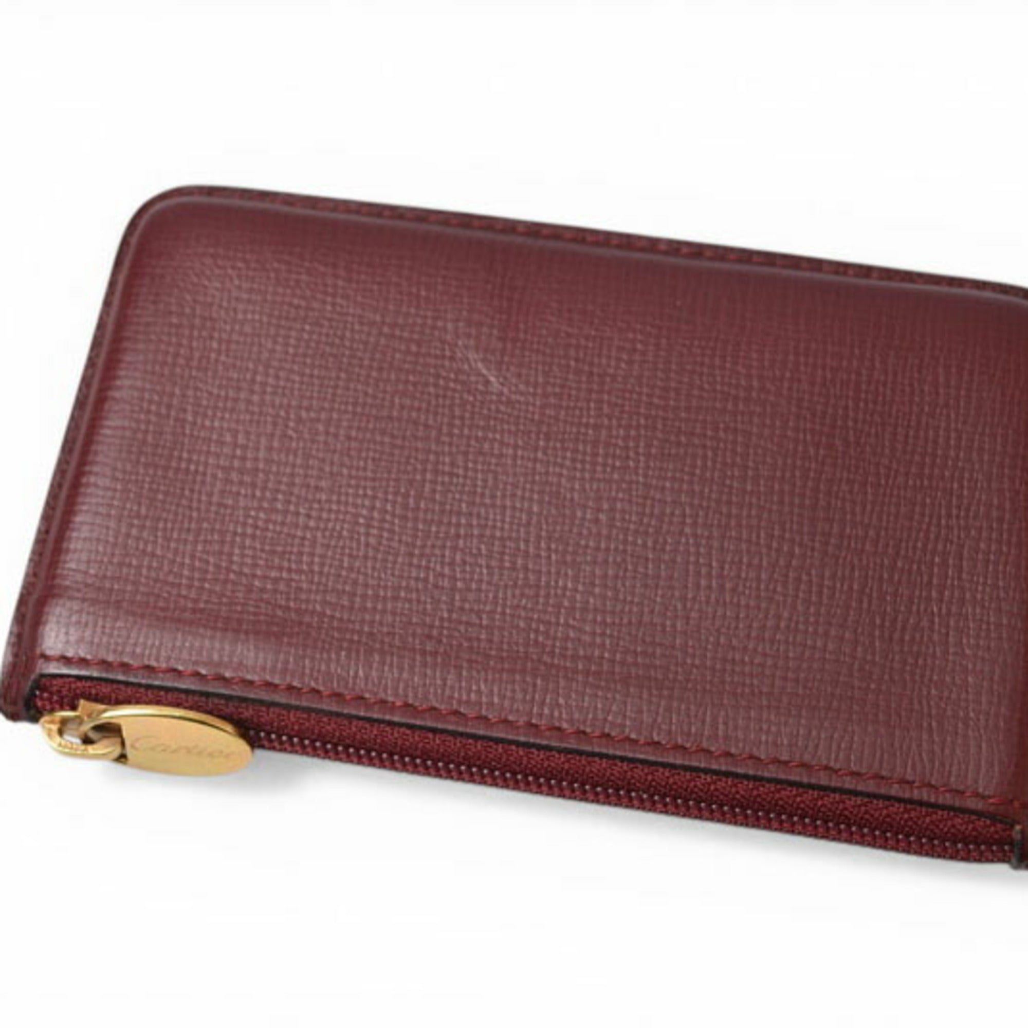 Cartier Must Bordeaux Leather Coin Purse/Coin Case (Pre-Owned)