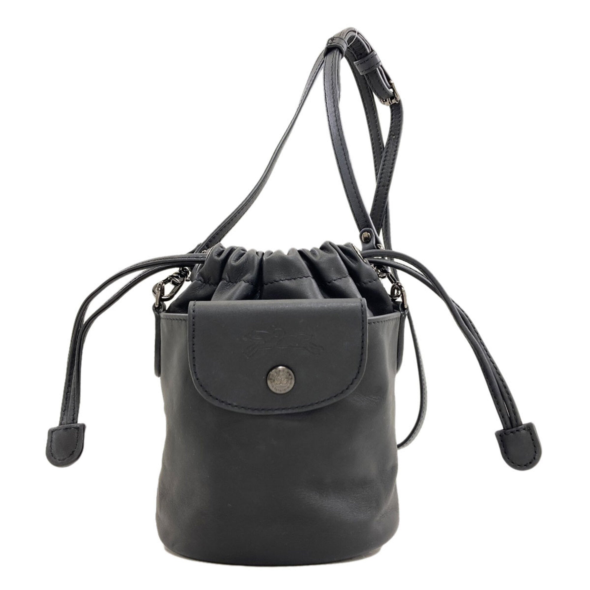 Longchamp Black Leather Shoulder Bag (Pre-Owned)