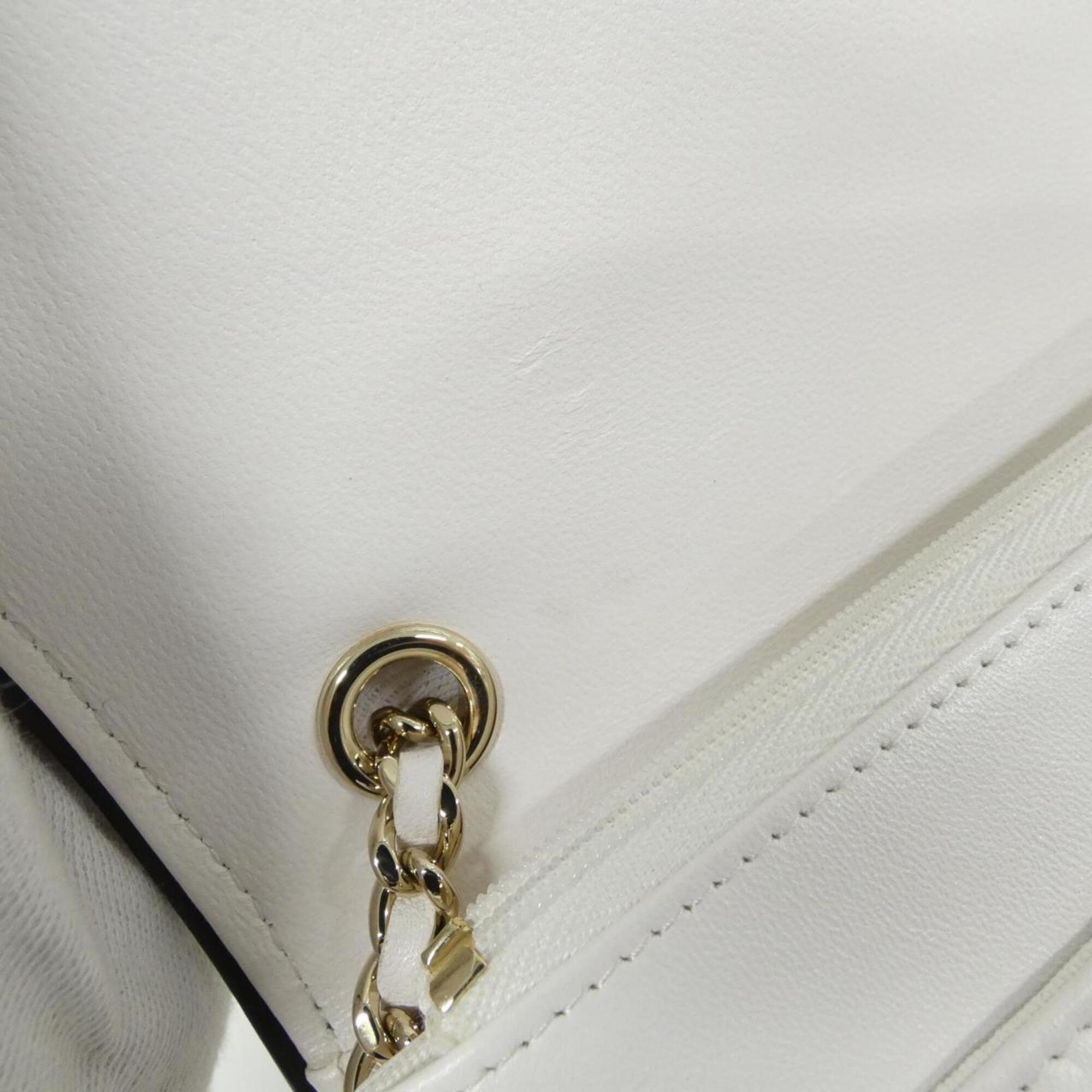 Chanel Black White Leather Chain/Shoulder Wallet (Pre-Owned)