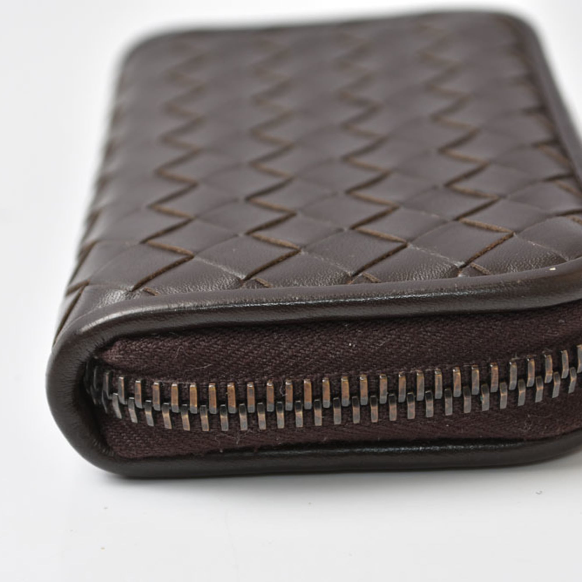 Bottega Veneta Dark Brown Intrecciato Coin Purse/Coin Case (Pre-Owned)