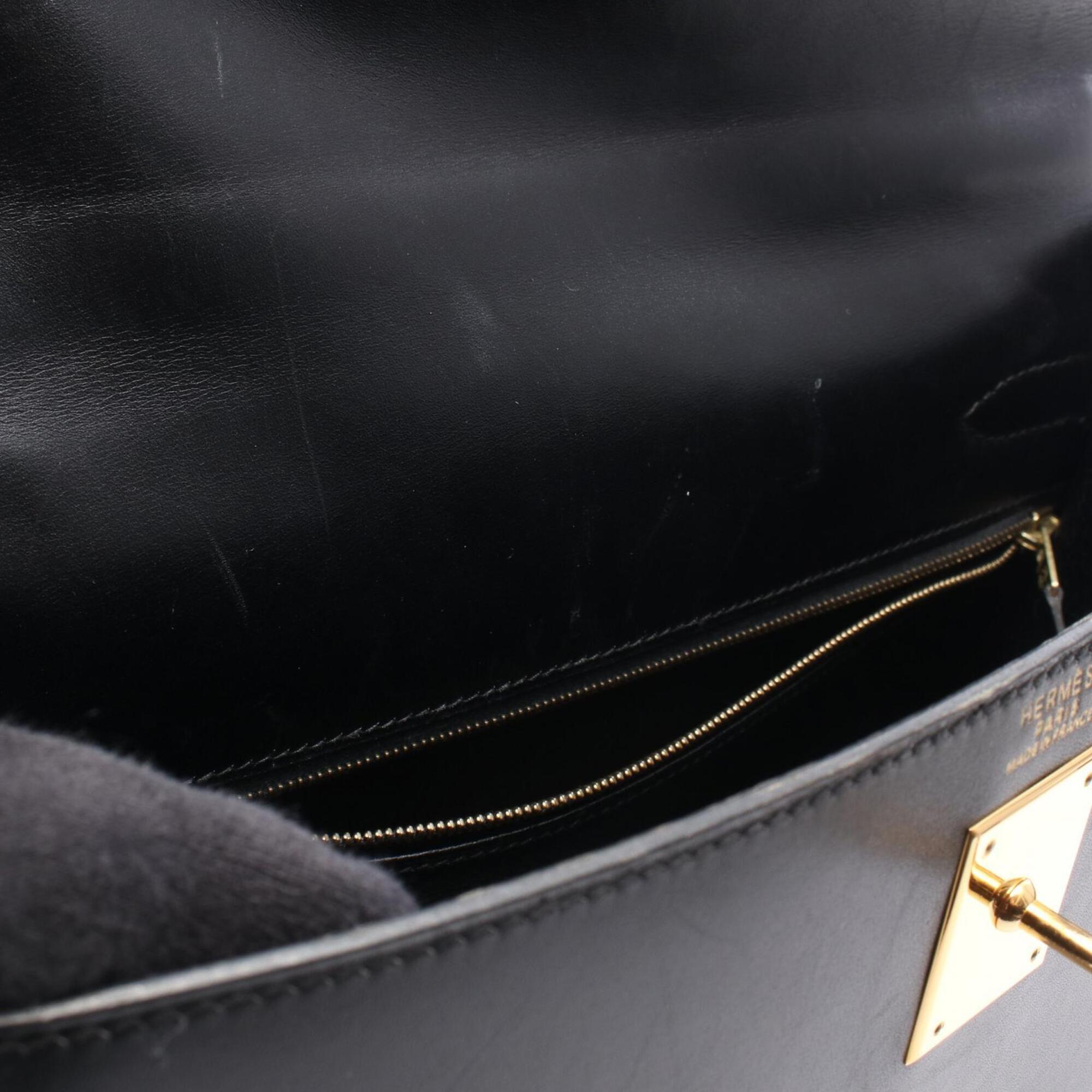 Hermes Black Box Calf Leather Handbag (Pre-Owned)