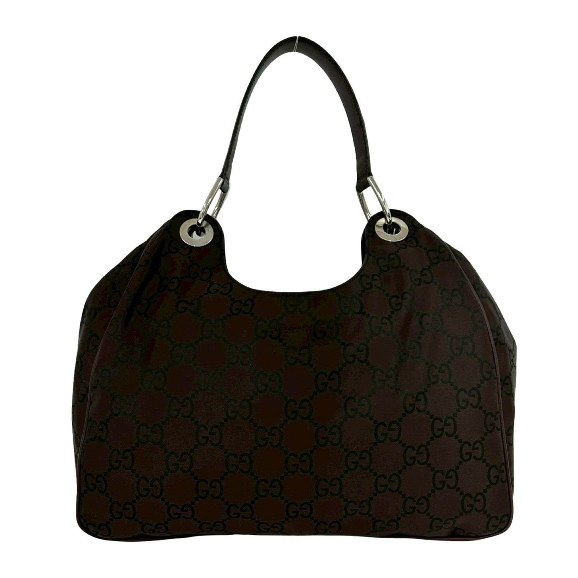 Gucci Brown Canvas Leather Handbag Shoulder Bag Tote Bag (Pre-Owned)