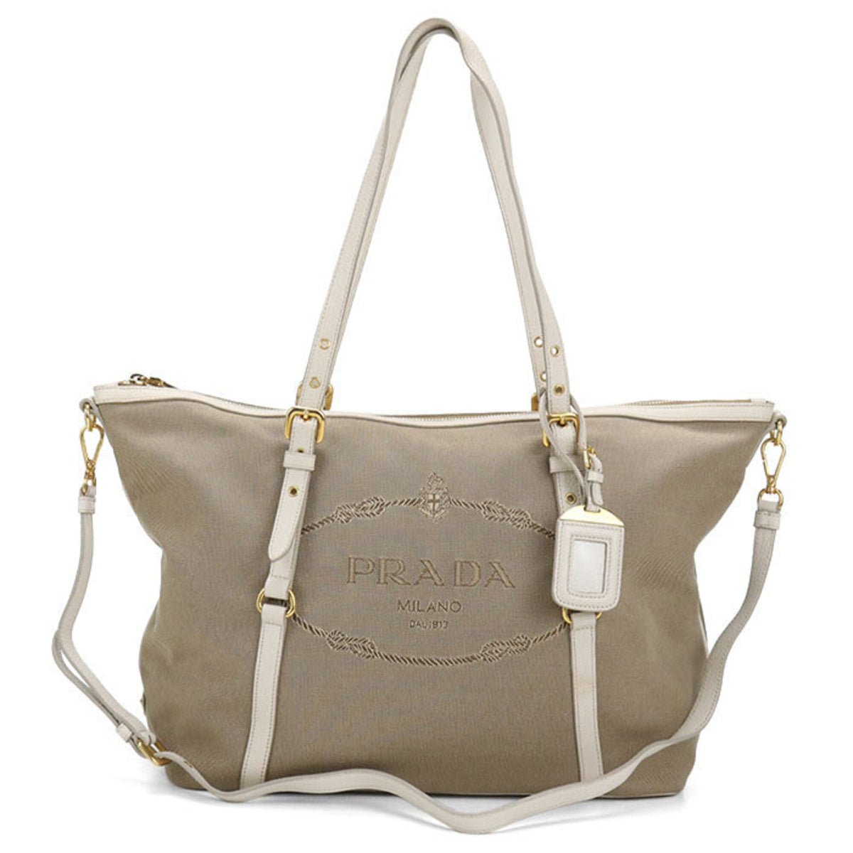 Prada Beige Canvas Tote Bag (Pre-Owned)