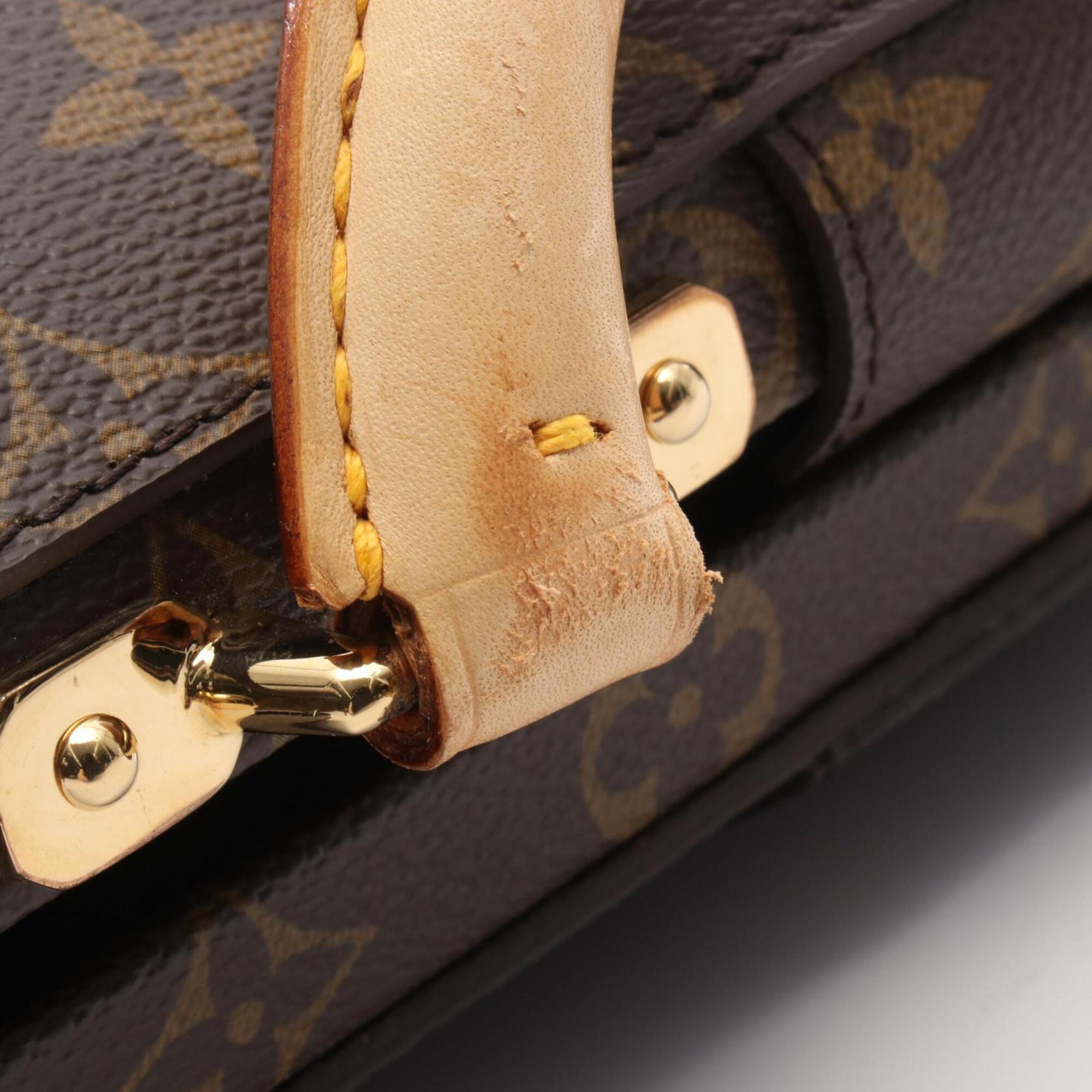 Louis Vuitton Brown Monogram Coated Canvas Monogram Leather Briefcase Handbag (Pre-Owned)