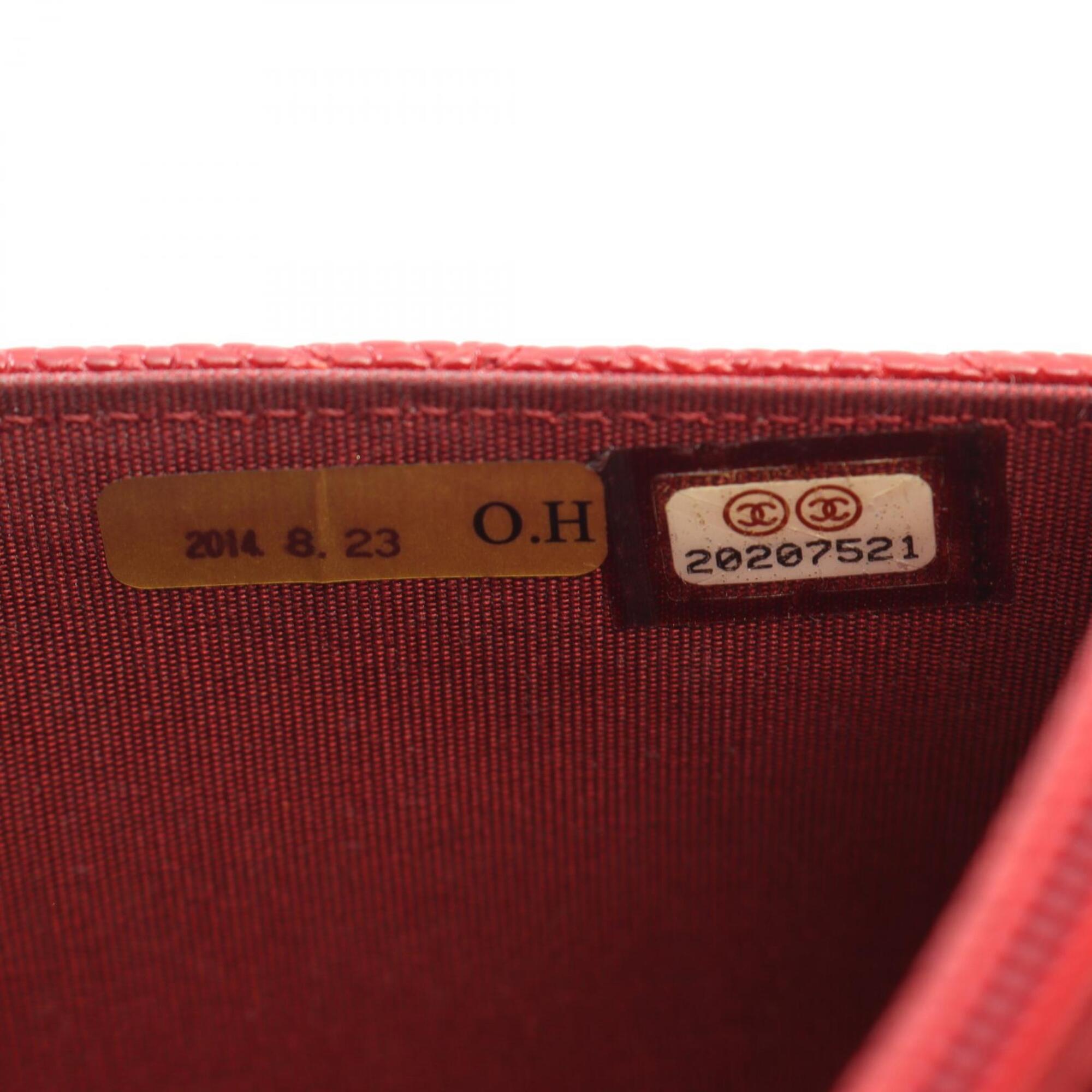 Chanel Red Color Grained Calfskin Handbag Shoulder Bag (Pre-Owned)