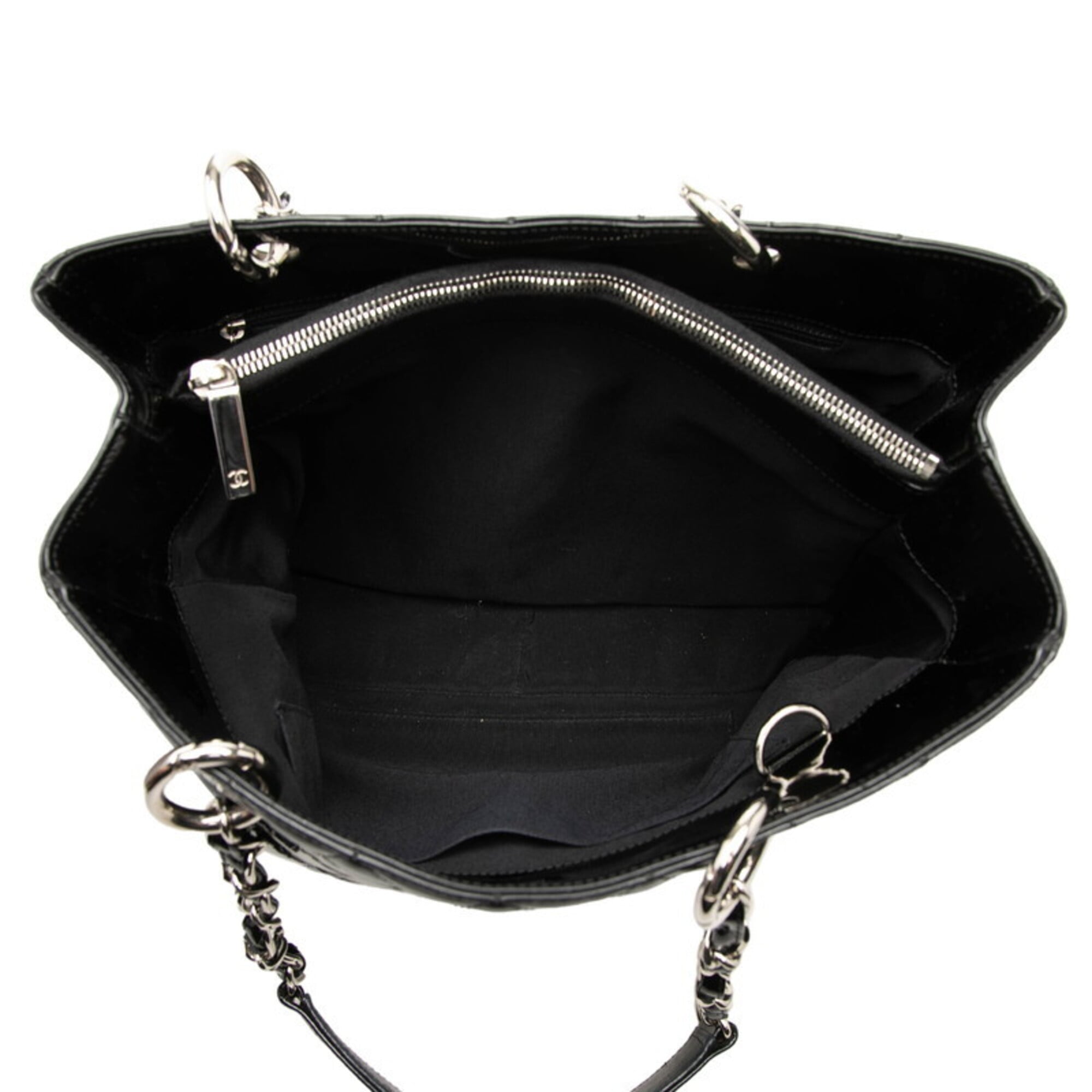 Chanel Matelasse Black Patent Leather Handbag Tote Bag (Pre-Owned)