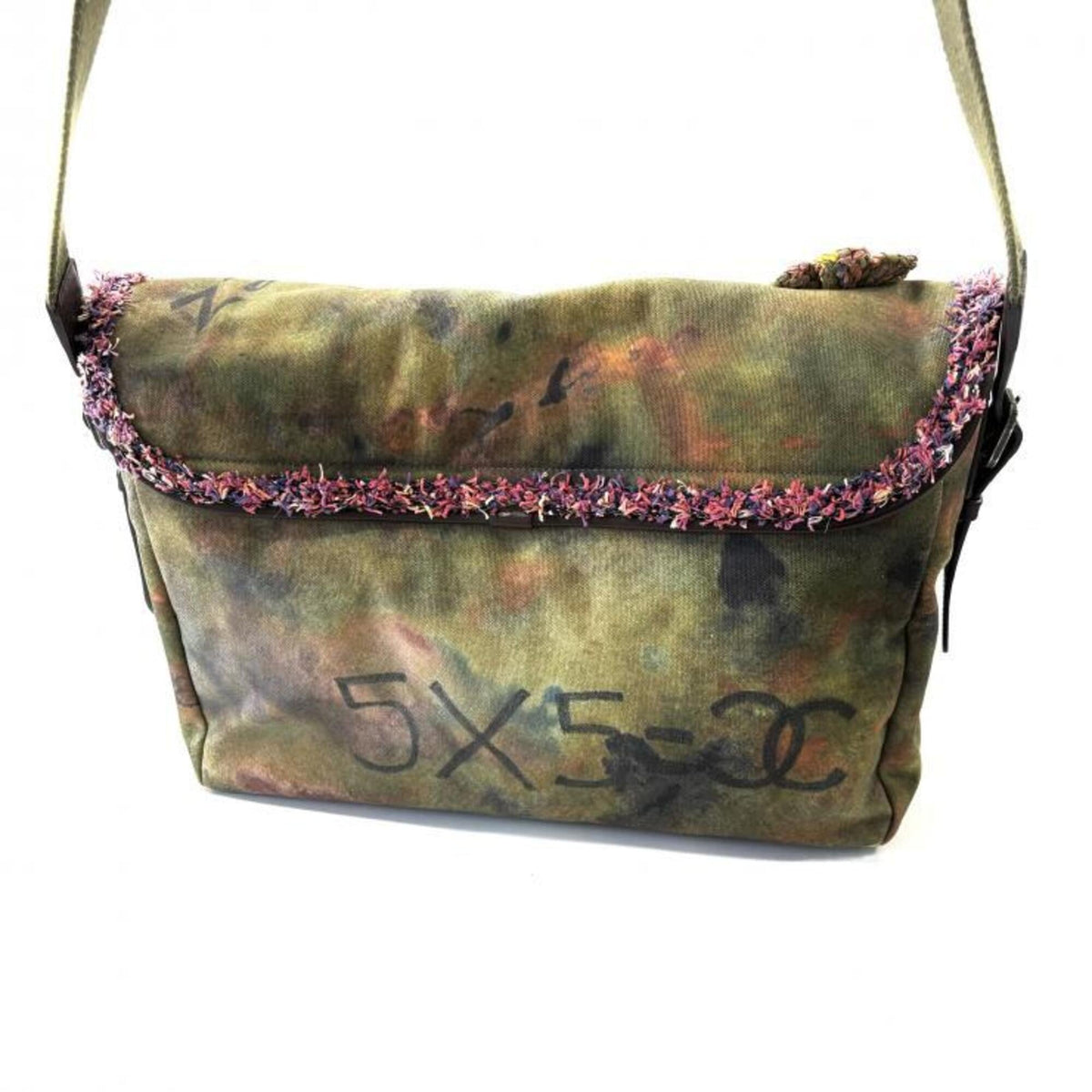 Chanel Khaki Canvas Messenger Bag Shoulder Bag (Pre-Owned)