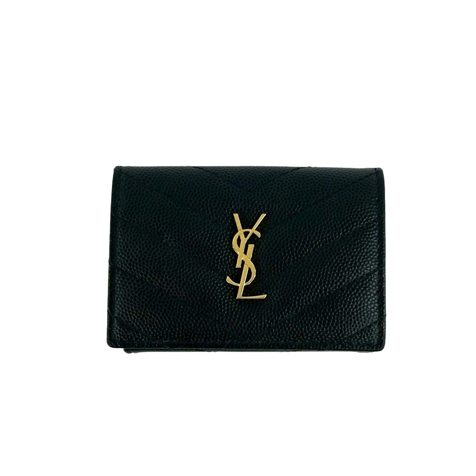 Yves Saint Laurent Black Leather Wallet (Tri-Fold) (Pre-Owned)