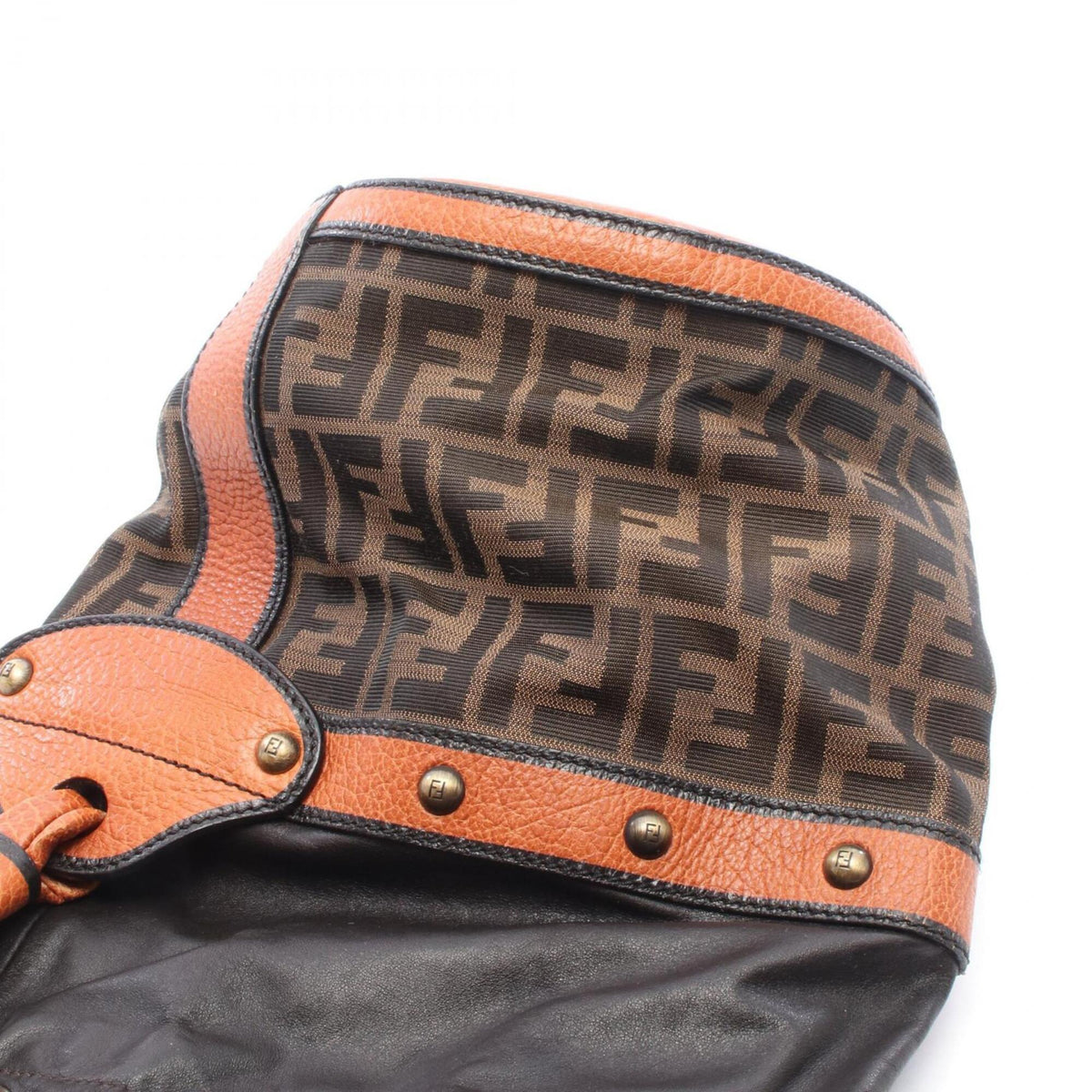 Fendi Black Brown Canvas Leather Handbag (Pre-Owned)