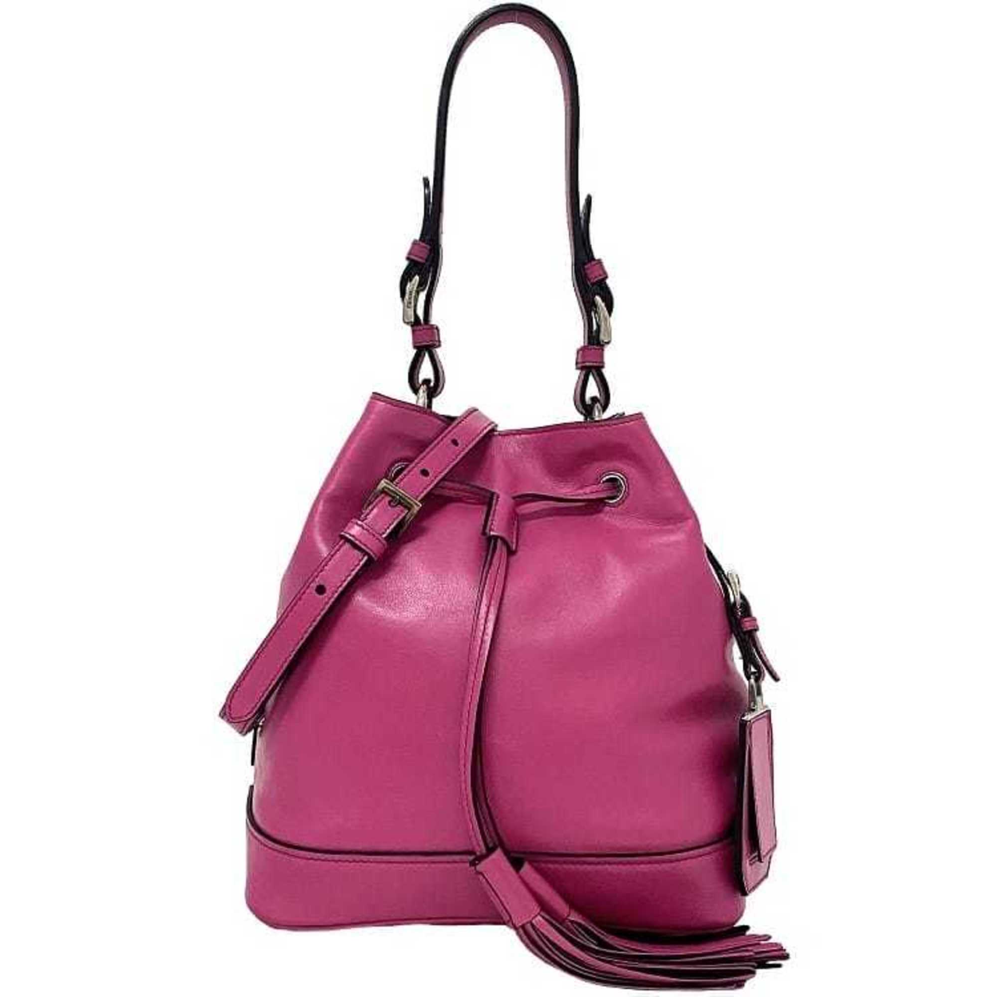 Prada Fuxia Pink Leather Handbag Shoulder Bag (Pre-Owned)