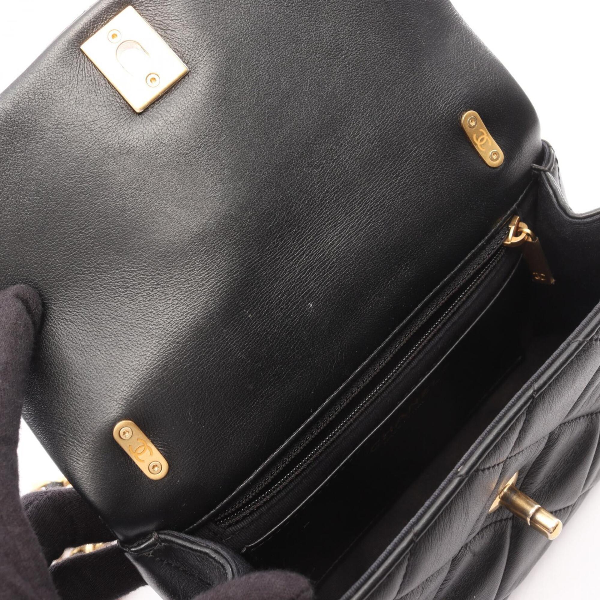 Chanel Black Leather Handbag Shoulder Bag (Pre-Owned)
