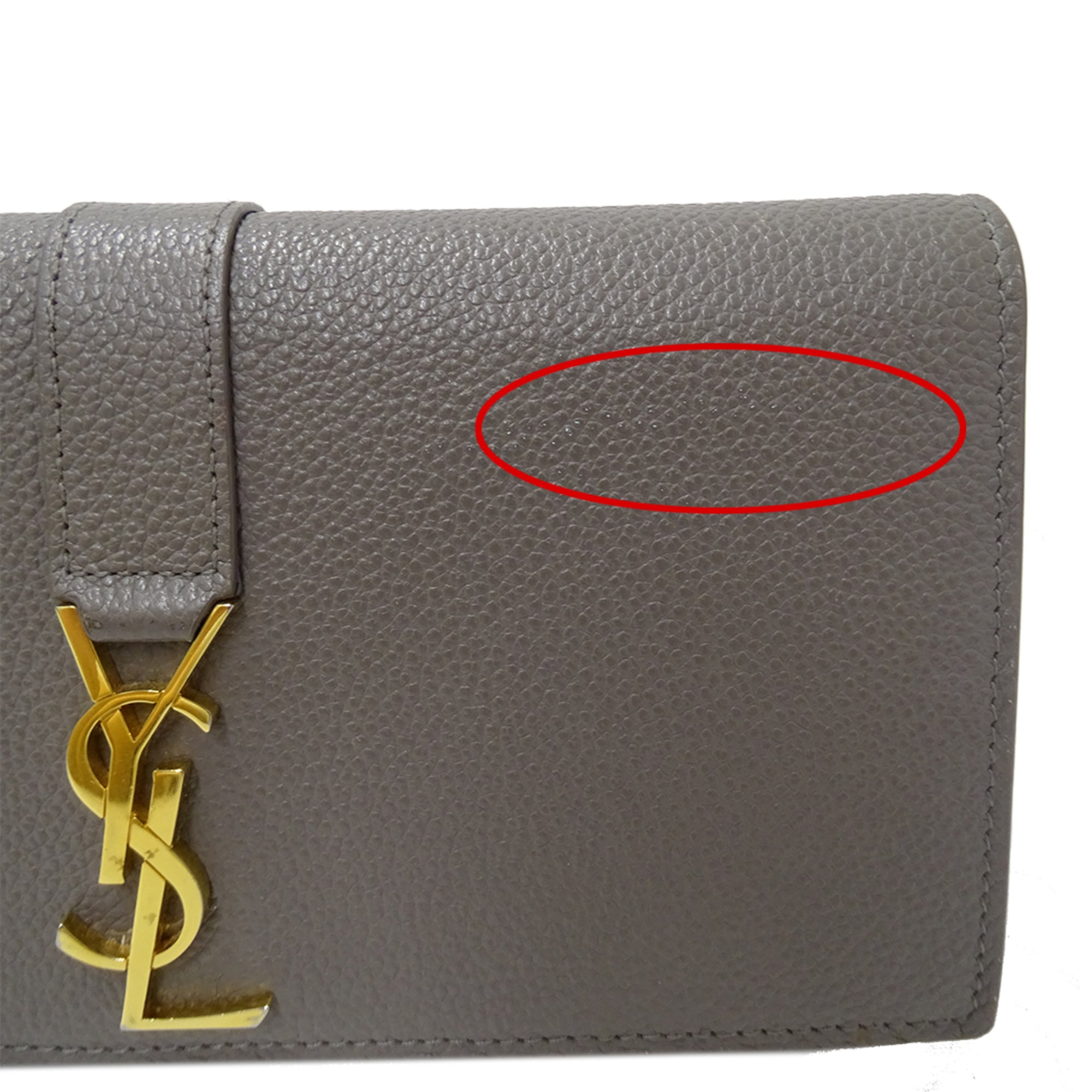 Saint Laurent Gray Leather Long Wallet (Bi-Fold) (Pre-Owned)