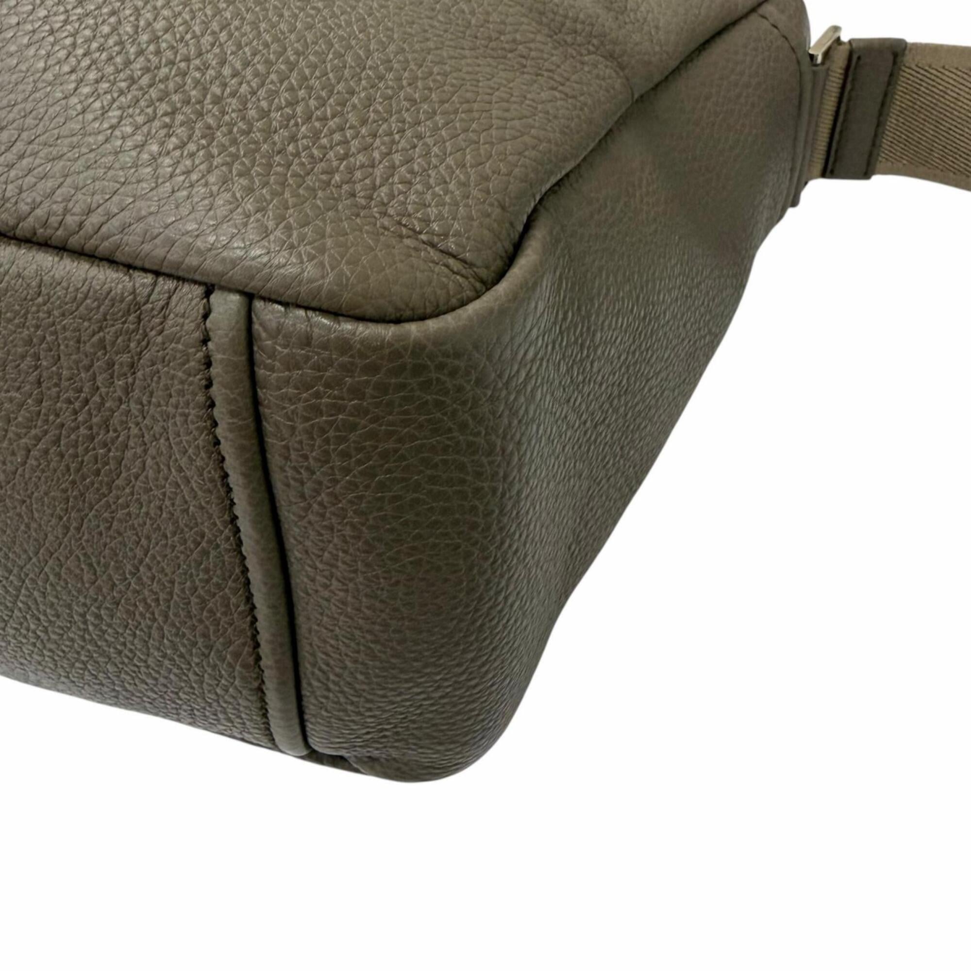Prada Grayish Leather Shoulder Bag (Pre-Owned)