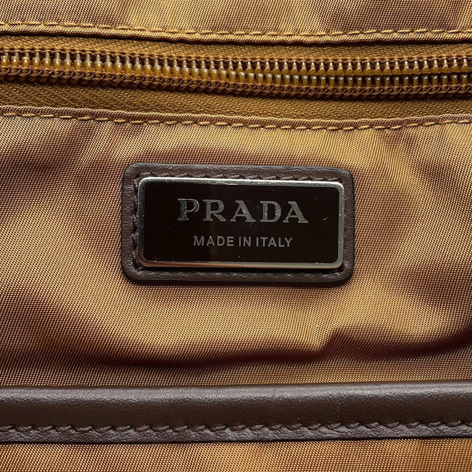 Prada Brown Nylon Leather Backpack (Pre-Owned)