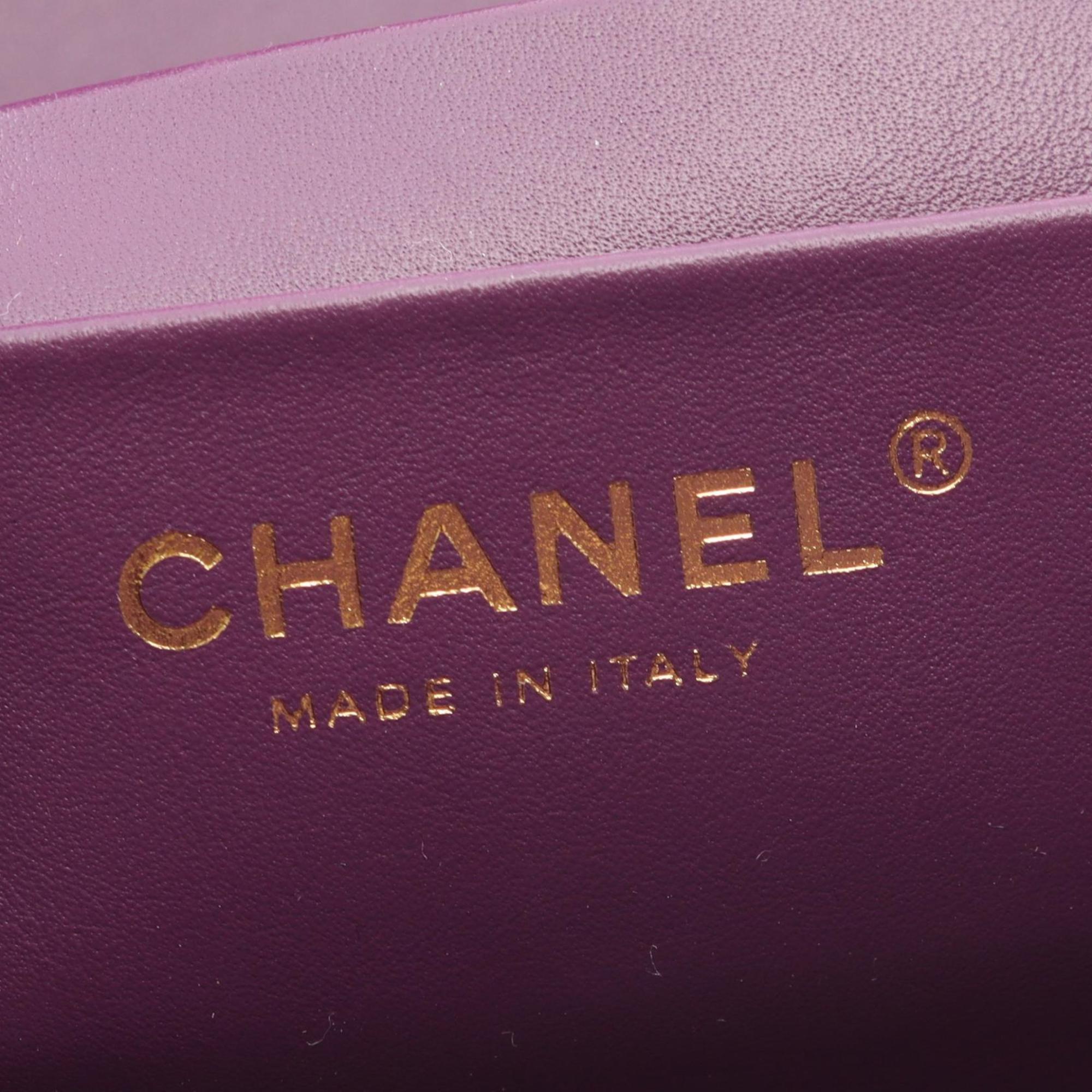 Chanel Purple Leather Handbag Shoulder Bag (Pre-Owned)