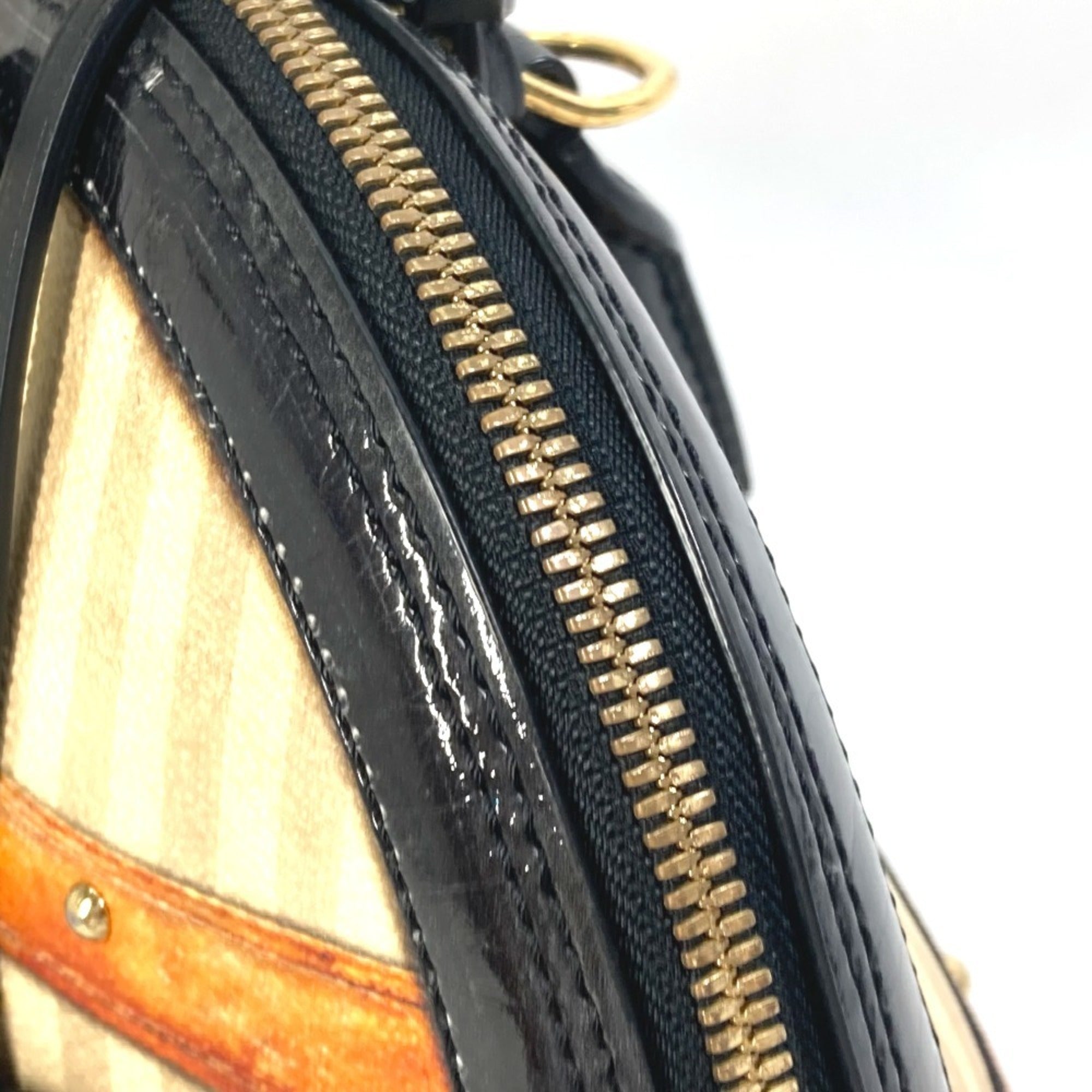 Louis Vuitton Beige Black Canvas Leather Handbag (Pre-Owned)