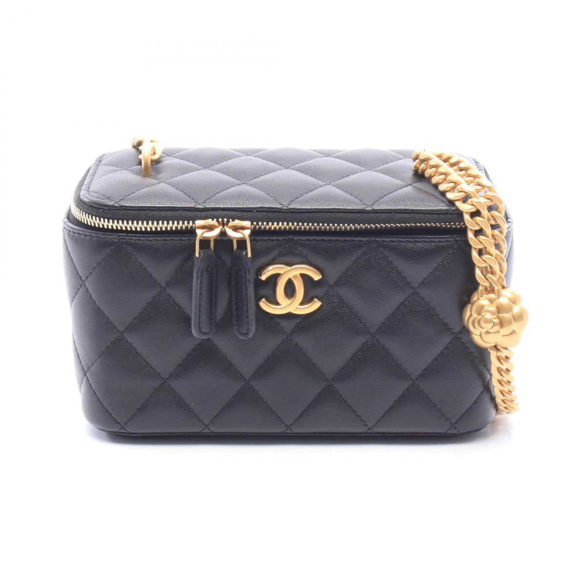 Chanel Black Leather Handbag Shoulder Bag (Pre-Owned)