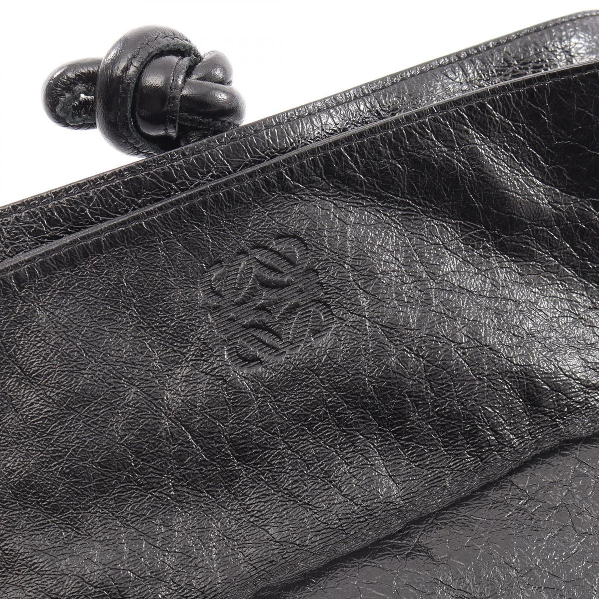 Loewe Black Leather Clutch Bag Handbag (Pre-Owned)