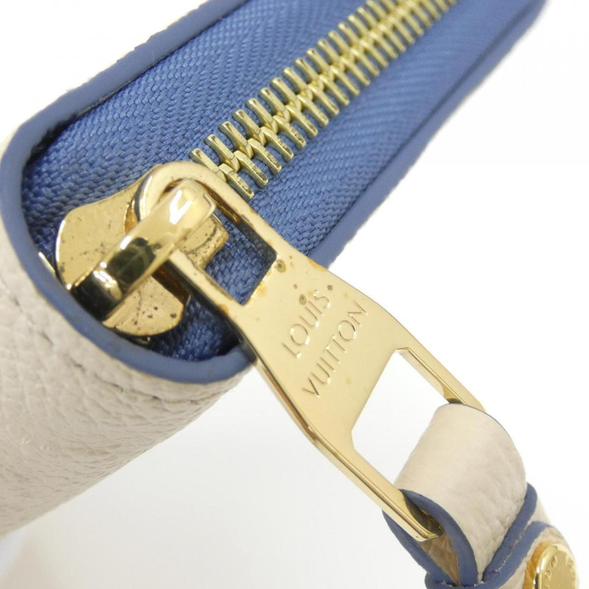 Louis Vuitton Blue Jean Cream Leather Long Wallet (Bi-Fold) (Pre-Owned)