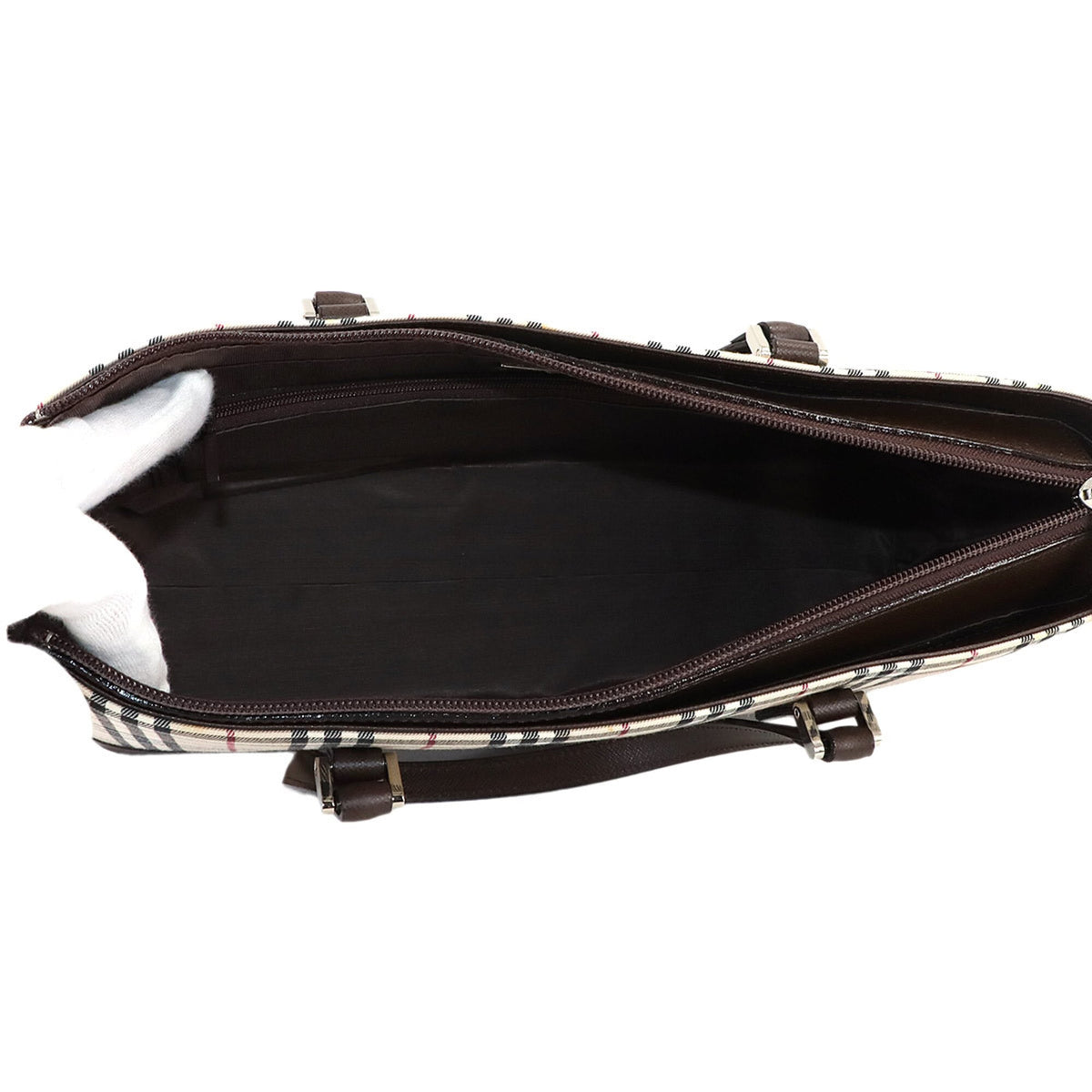 Burberry Beige Brown Canvas Leather Handbag (Pre-Owned)