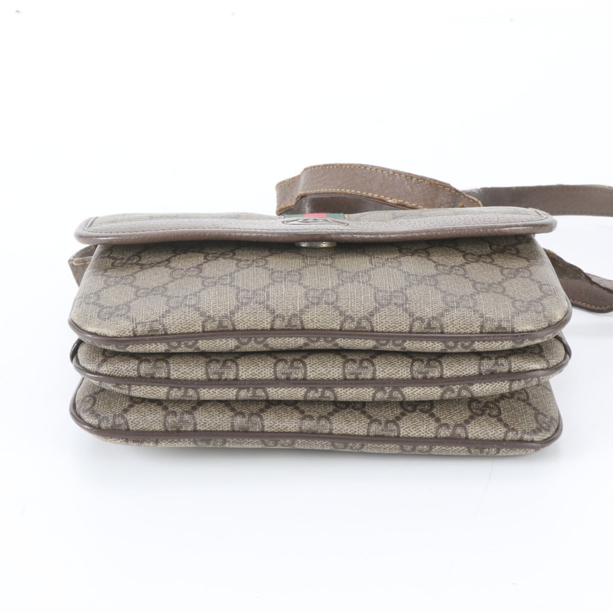 Gucci Brown Leather Coated Canvas Shoulder Bag (Pre-Owned)