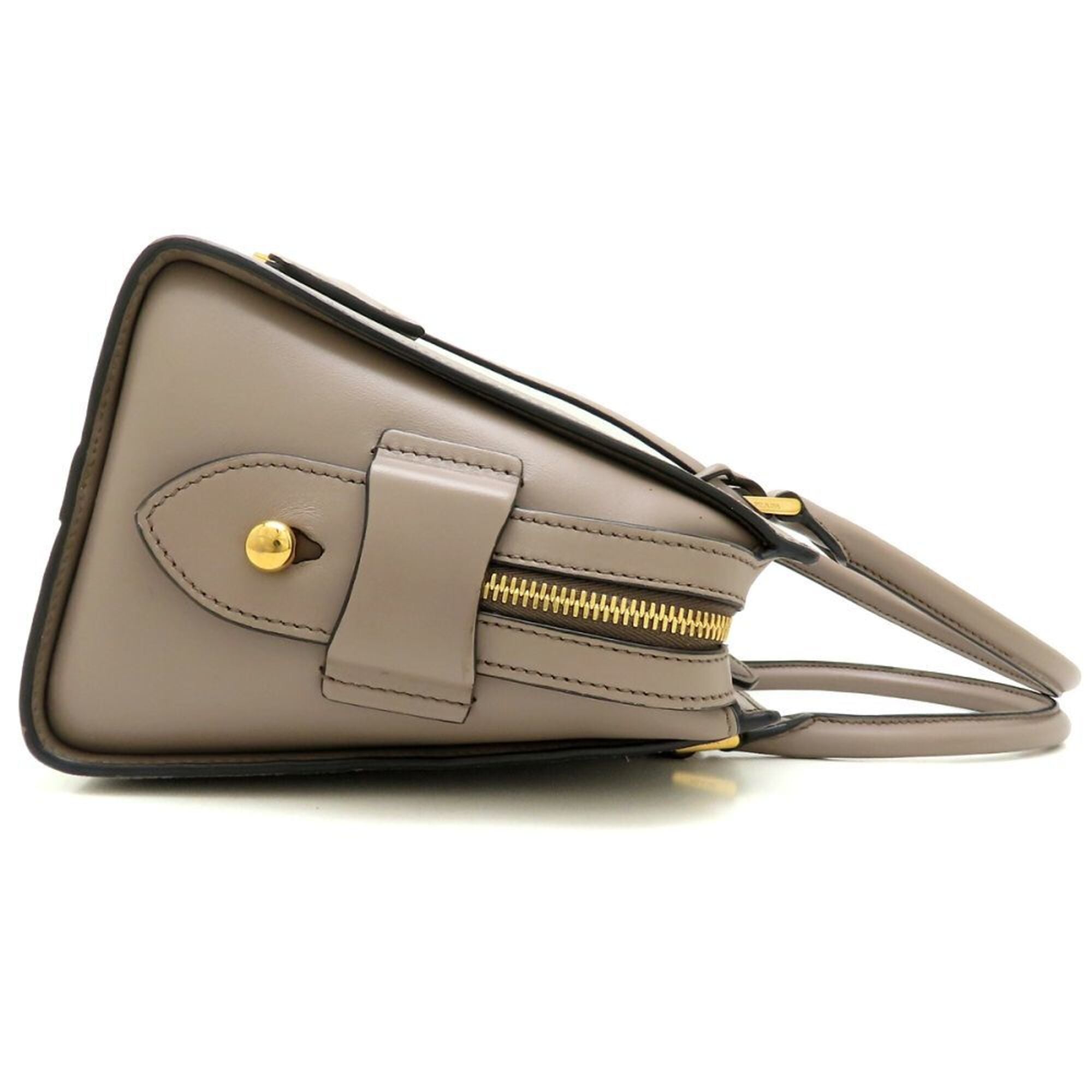 Prada Grayish Saffiano Triangle Leather Shoulder Bag (Pre-Owned)
