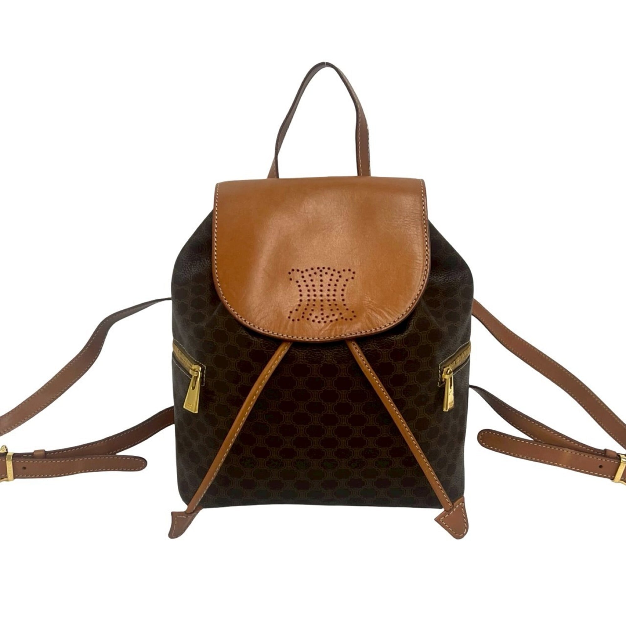 Celine Brown Leather Pvc Backpack (Pre-Owned)