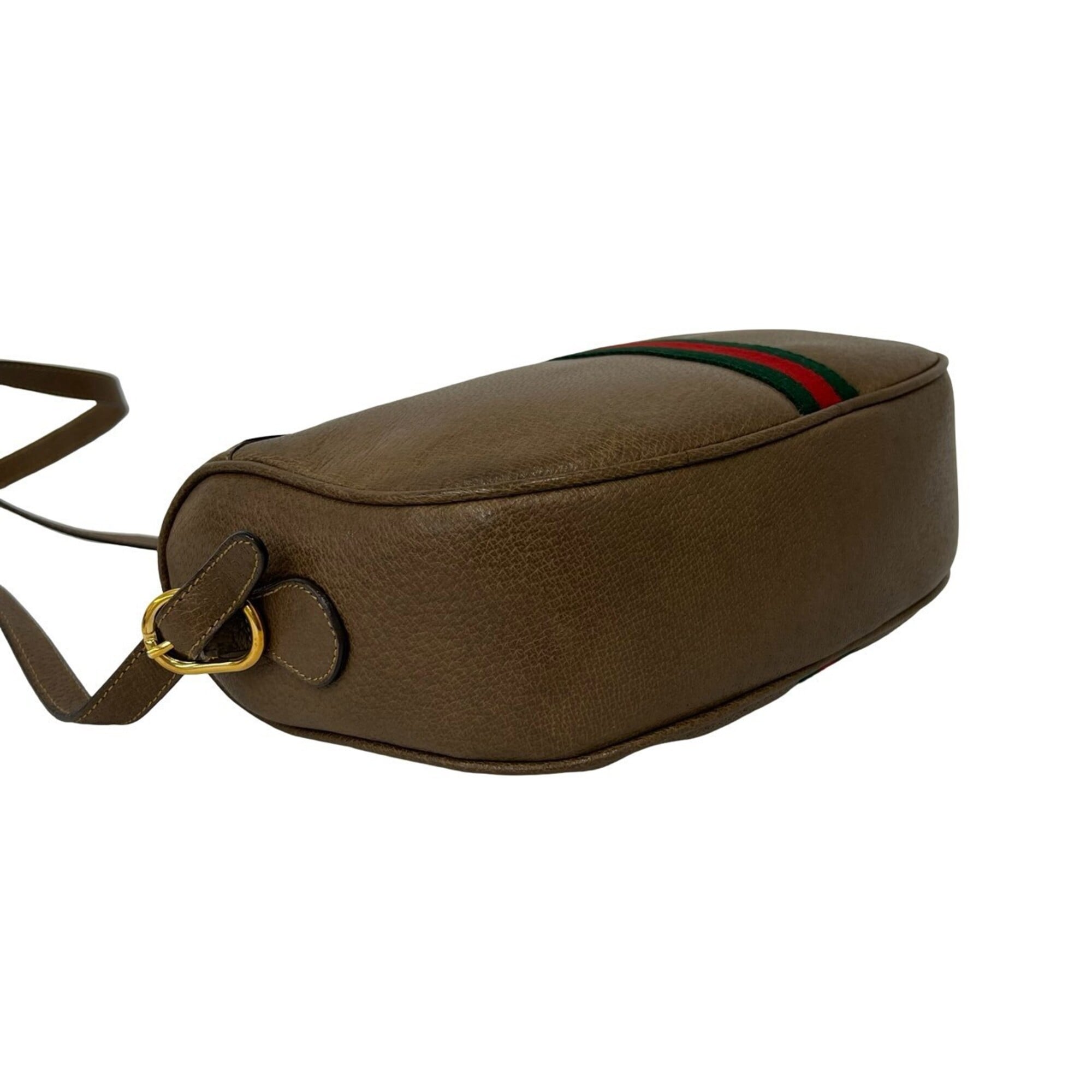 Gucci Brown Green Red Color Leather Pochette Shoulder Bag (Pre-Owned)